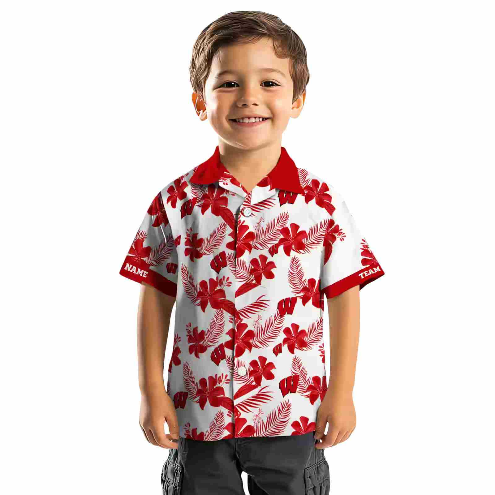 personalized wisconsin badgers botanical print white hawaiian shirt top rated