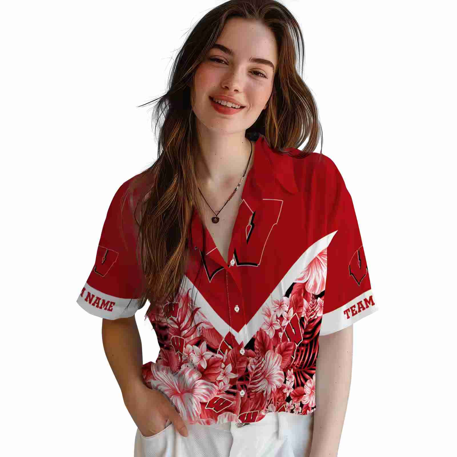 personalized wisconsin badgers floral chevron red hawaiian shirt latest model