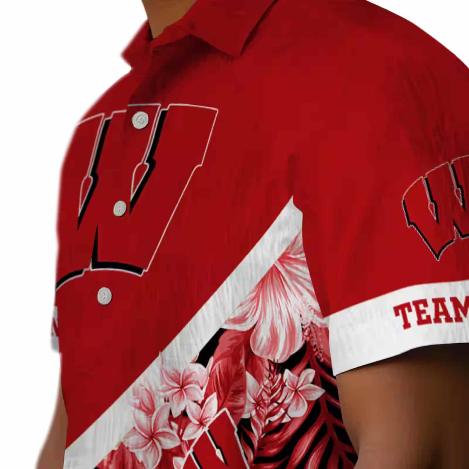 personalized wisconsin badgers floral chevron red hawaiian shirt trendy