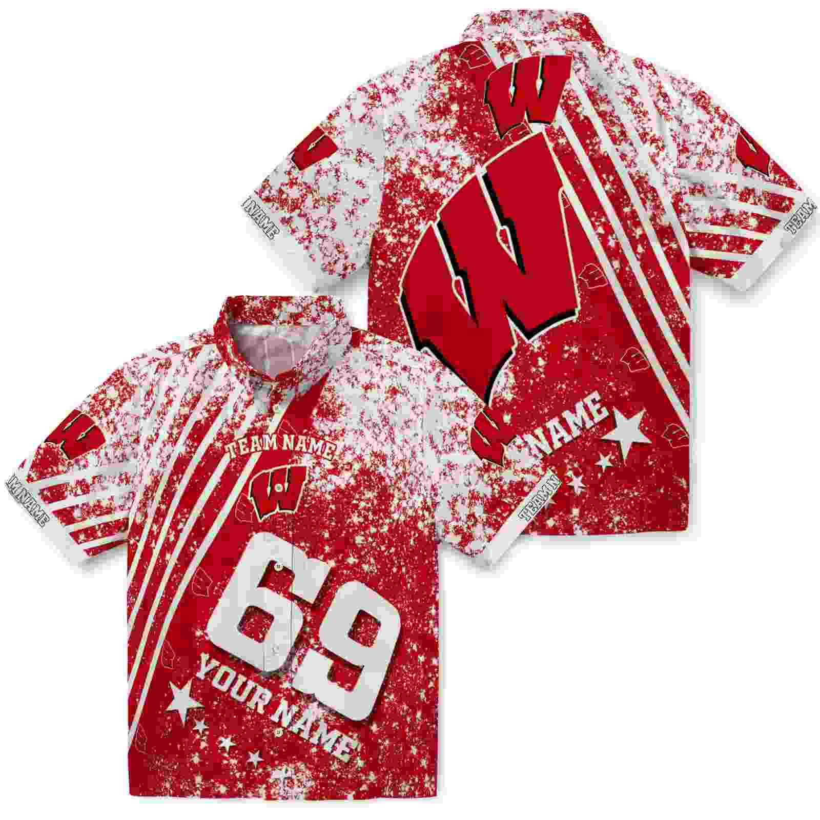 personalized wisconsin badgers star stripes red hawaiian shirt high quality