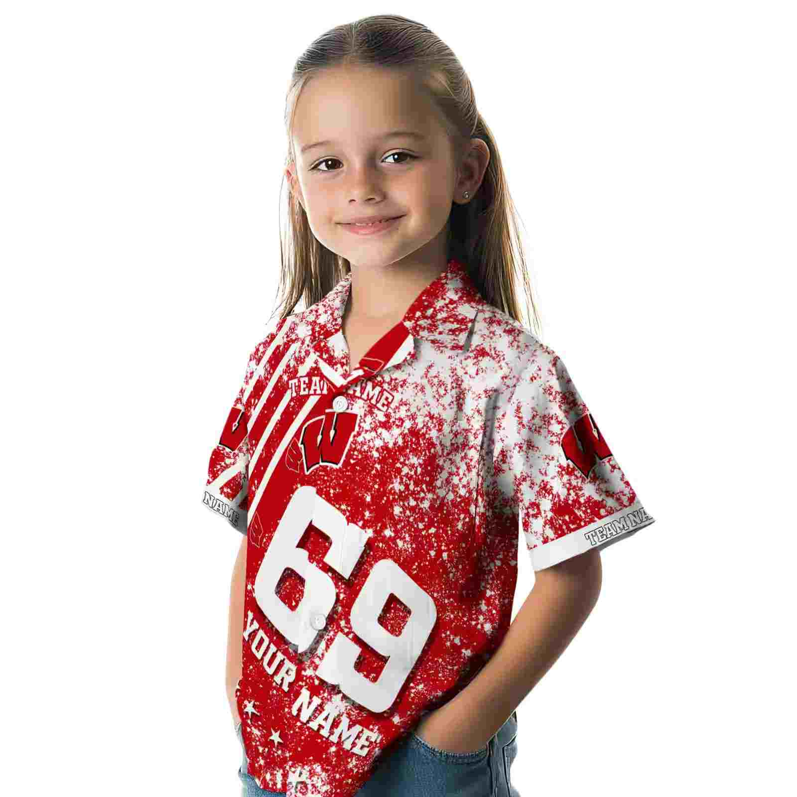 personalized wisconsin badgers star stripes red hawaiian shirt premium grade