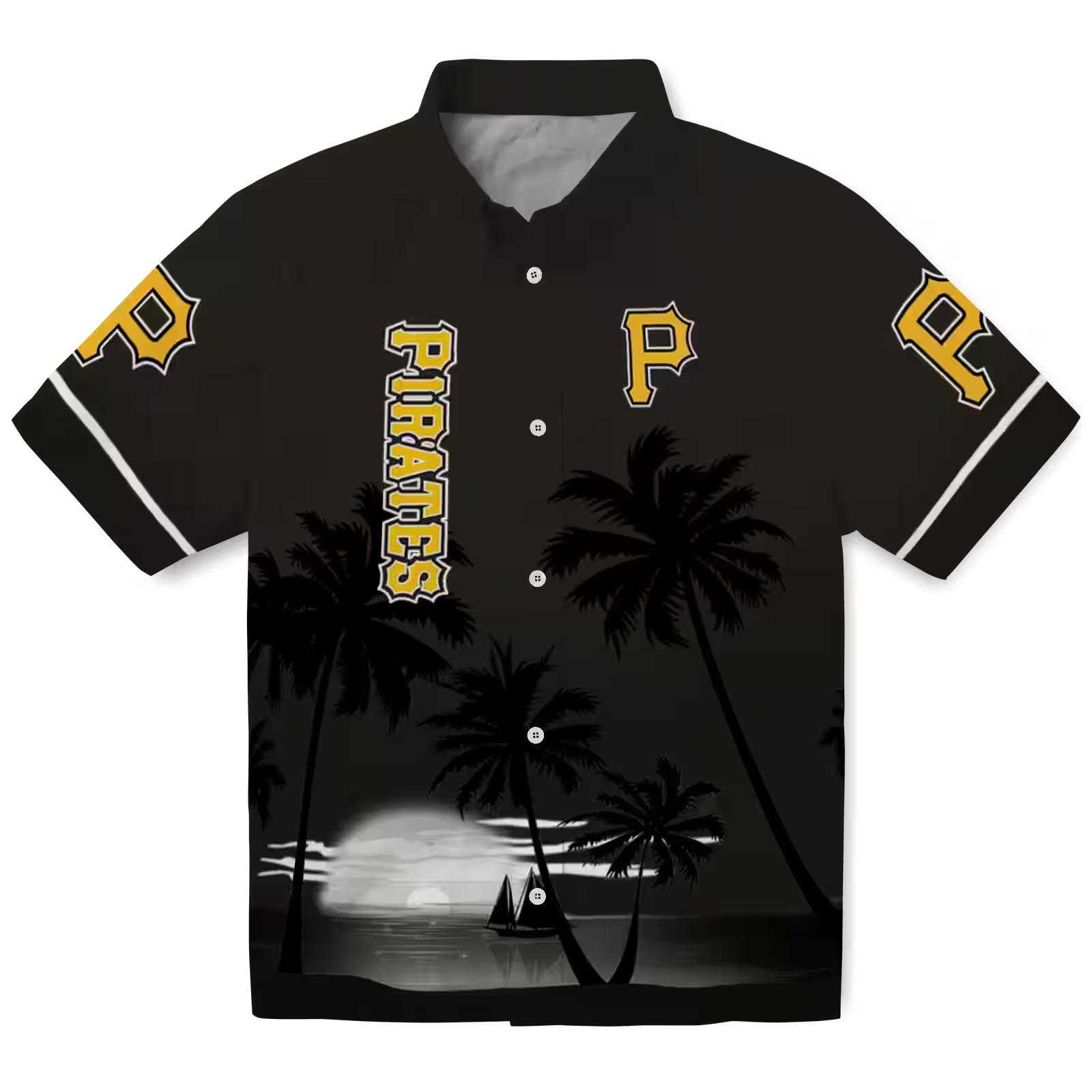 Pittsburgh Pirates Beach Sunset Black Hawaiian Shirt