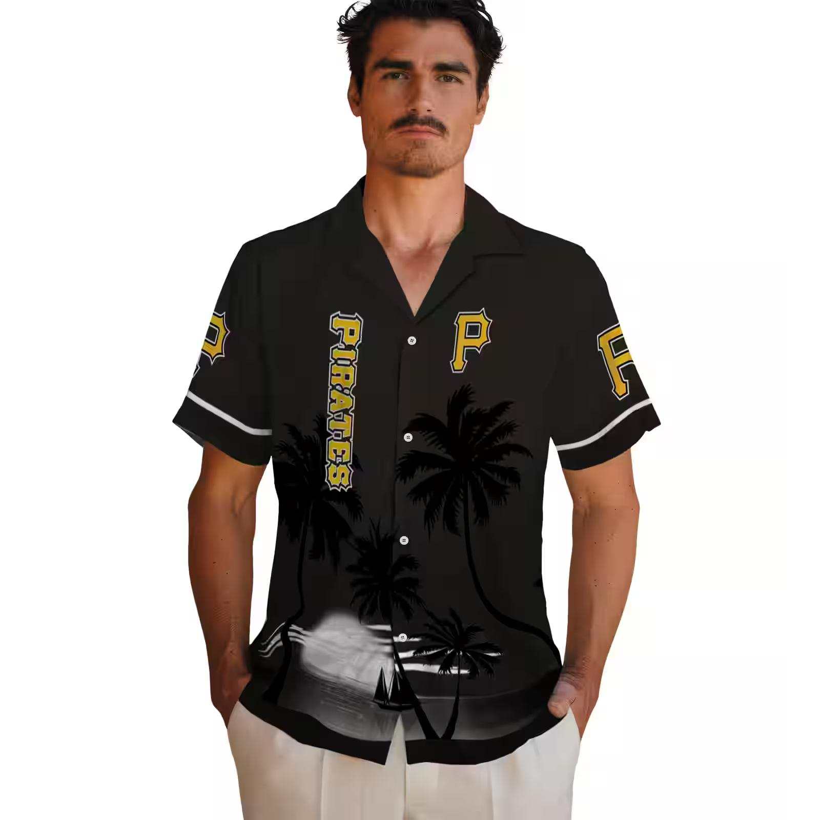 pittsburgh pirates beach sunset black hawaiian shirt fashion forward