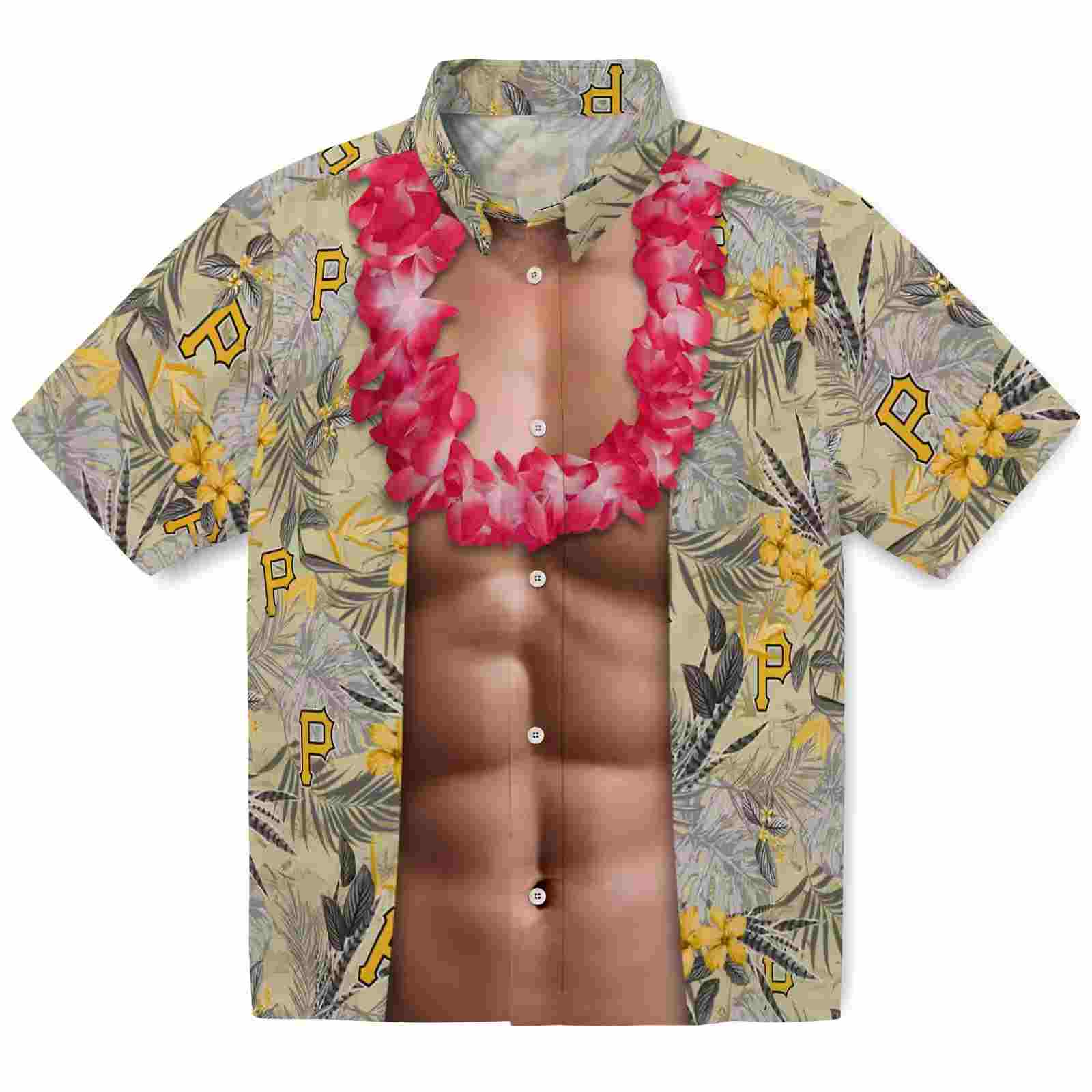 Pittsburgh Pirates Chest Illusion Black Hawaiian Shirt