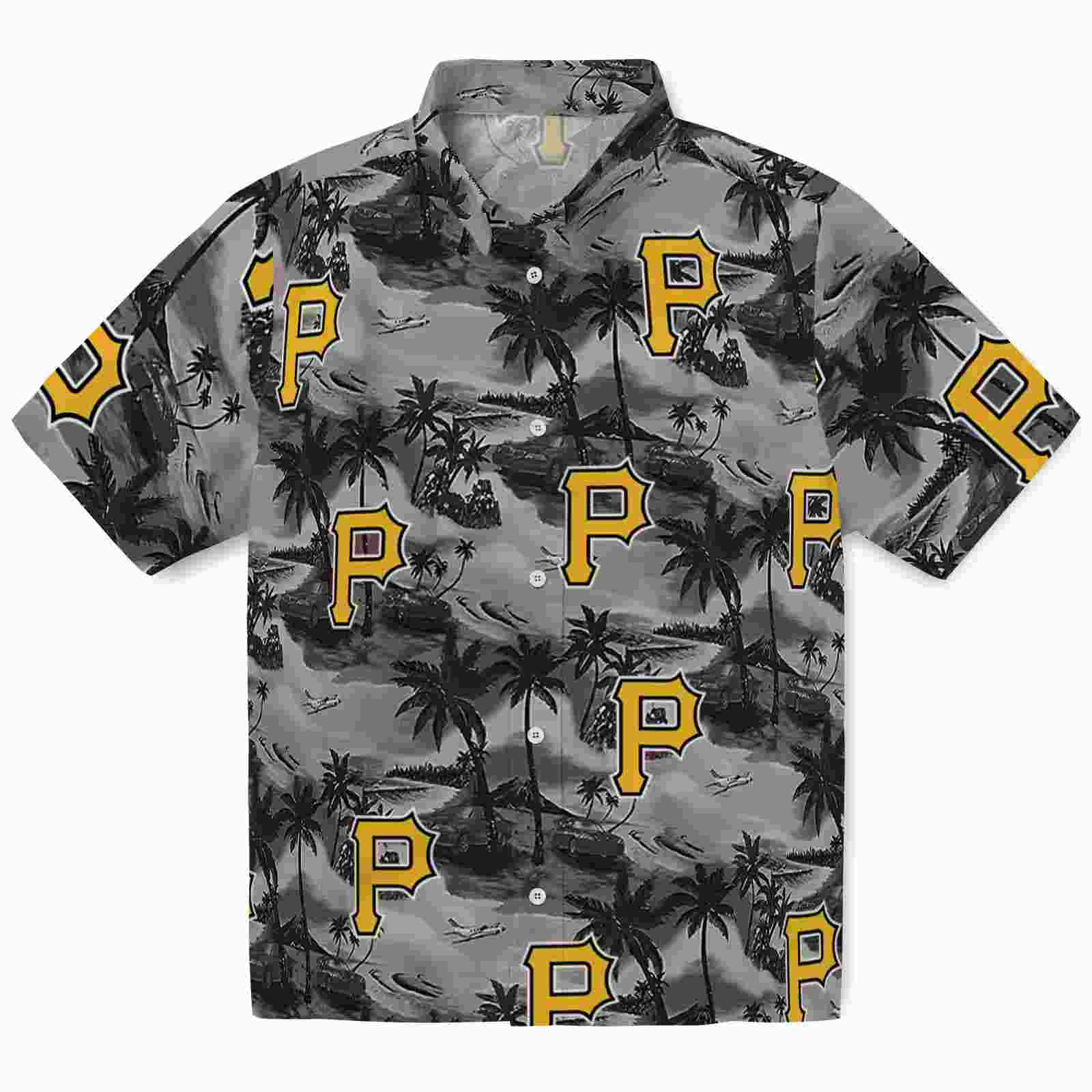 Pittsburgh Pirates Coastal Palms Black Hawaiian Shirt