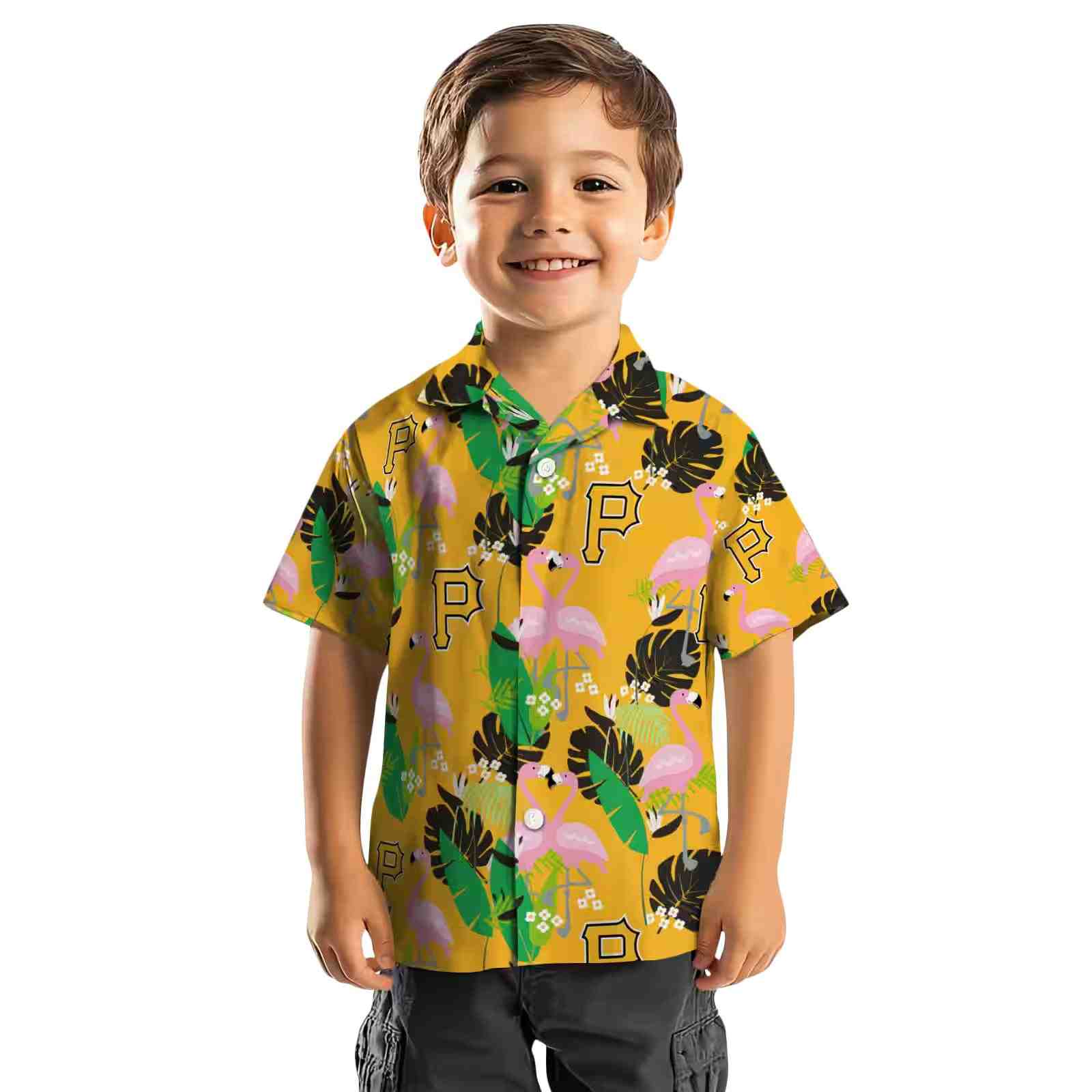 pittsburgh pirates flamingo foliage black green hawaiian shirt top rated