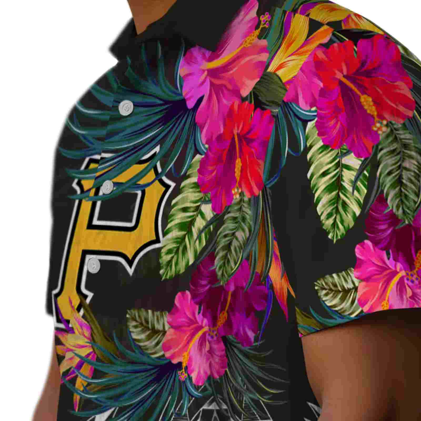 pittsburgh pirates floral polynesian black hawaiian shirt trendy