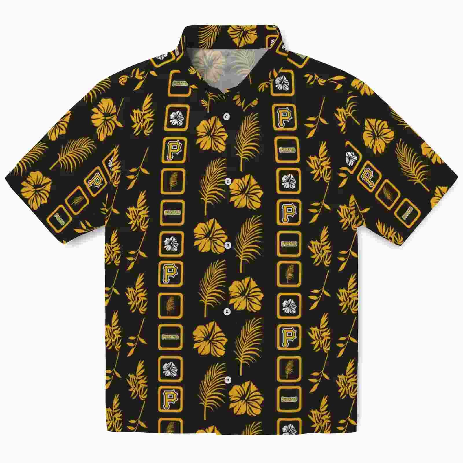 Pittsburgh Pirates Framed Floral Black Hawaiian Shirt