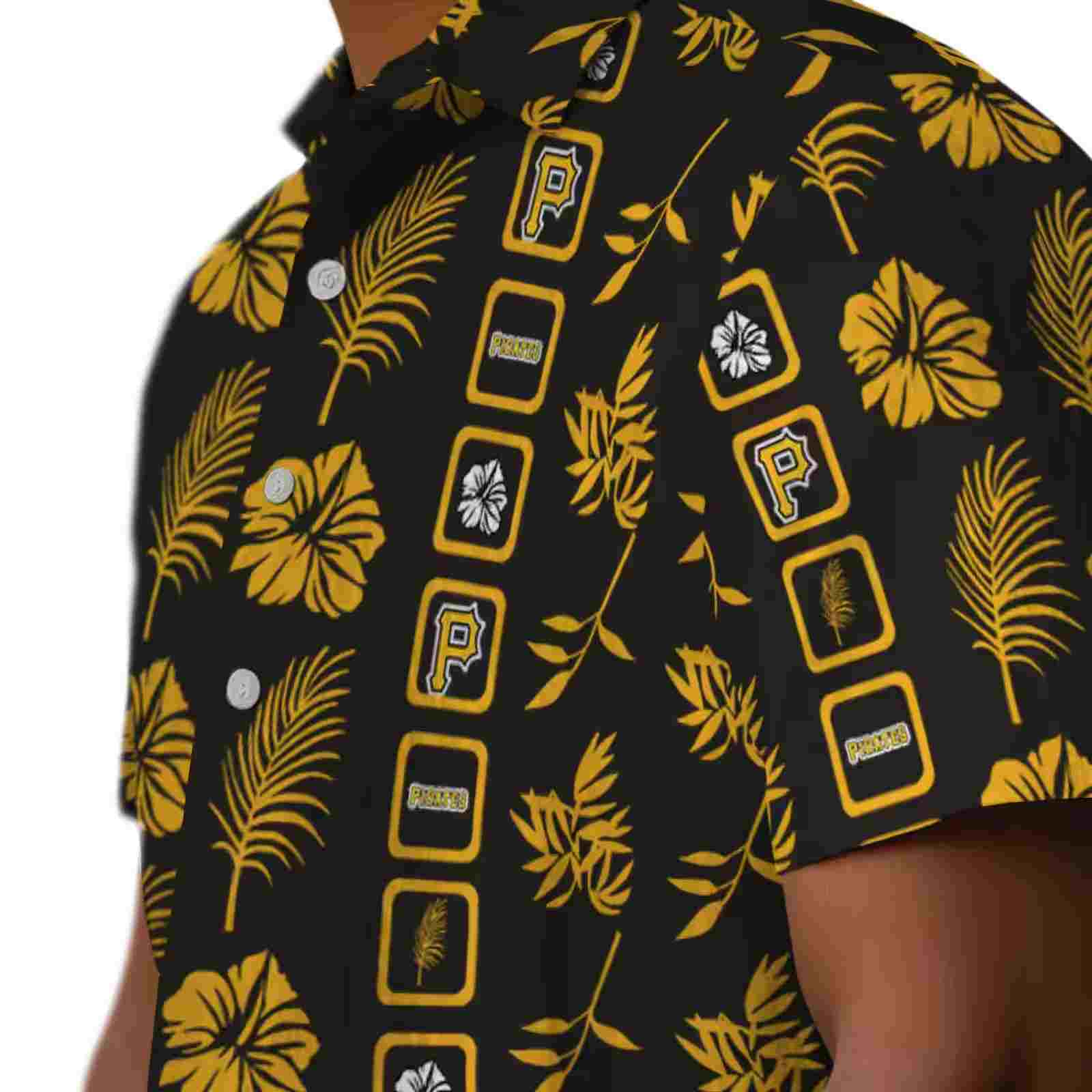 pittsburgh pirates framed floral black hawaiian shirt trendy