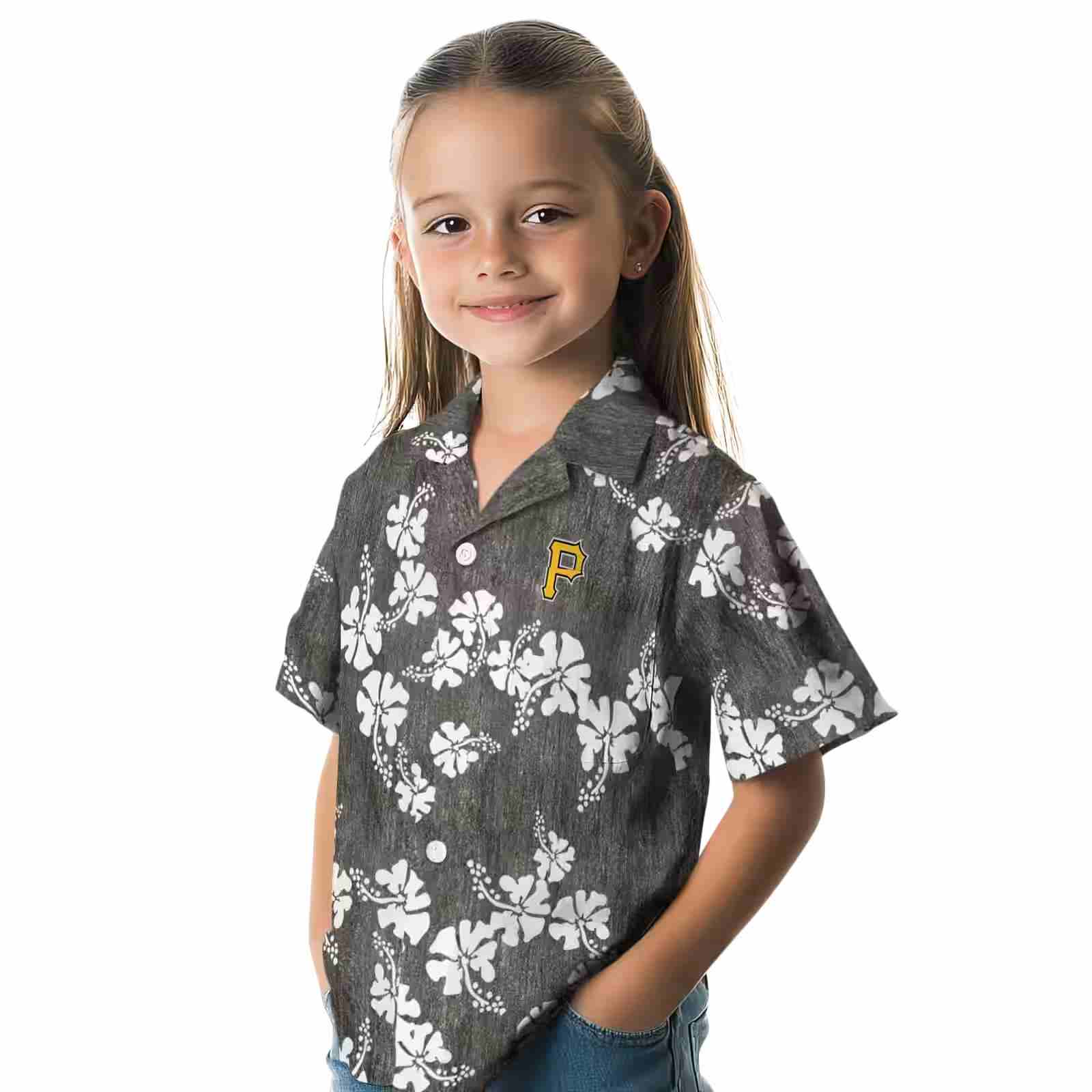 pittsburgh pirates hibiscus clusters black hawaiian shirt premium grade