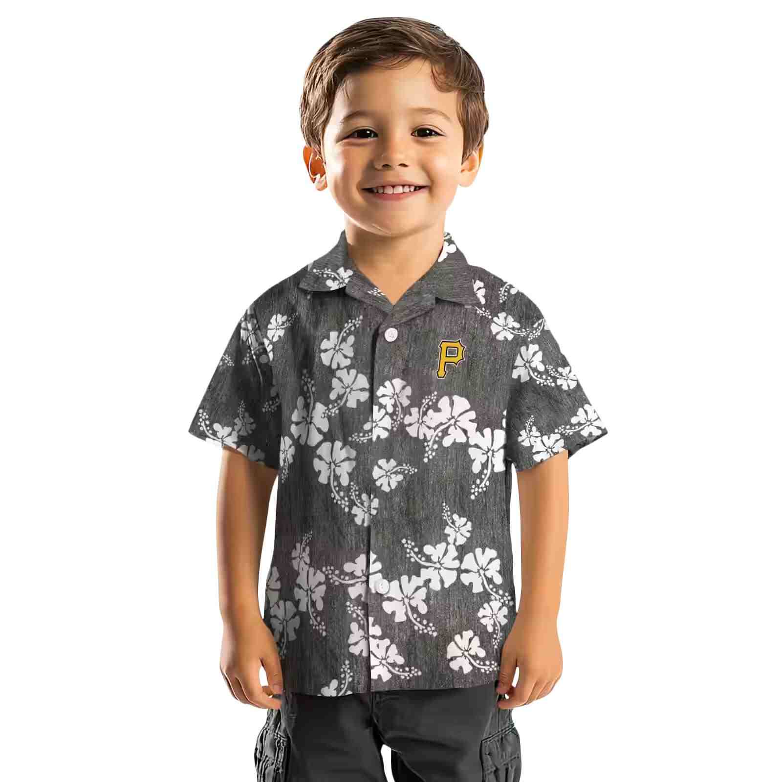 pittsburgh pirates hibiscus clusters black hawaiian shirt top rated