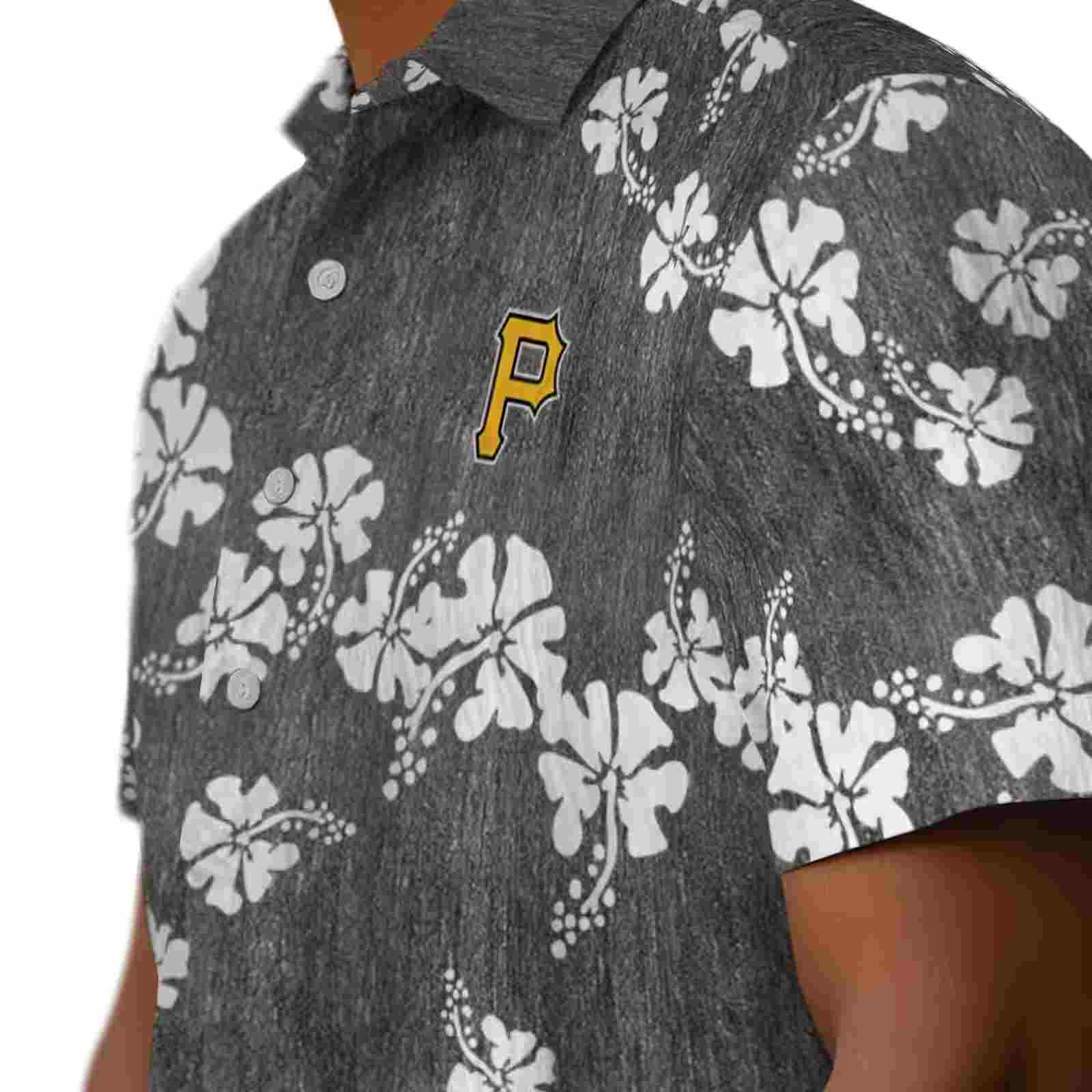 pittsburgh pirates hibiscus clusters black hawaiian shirt trendy