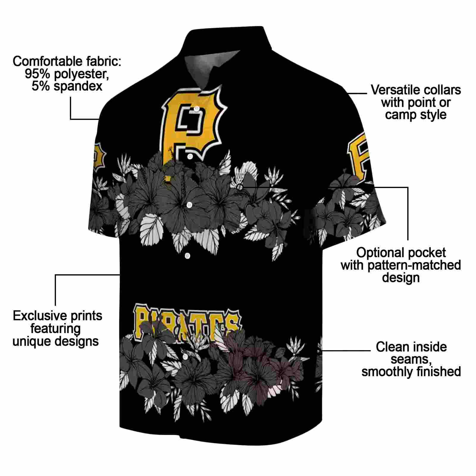 pittsburgh pirates hibiscus stripe black hawaiian shirt new arrival