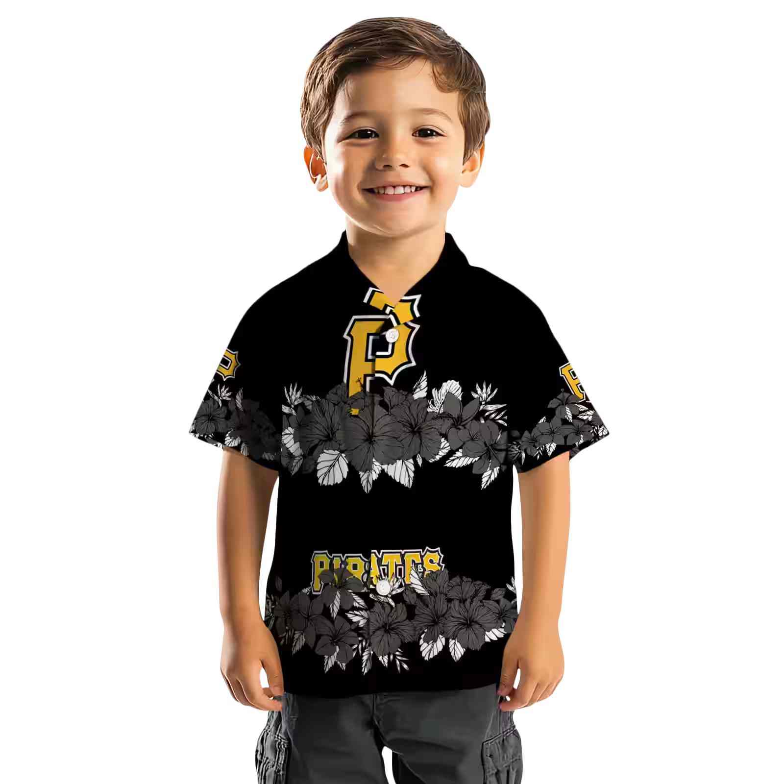 pittsburgh pirates hibiscus stripe black hawaiian shirt top rated