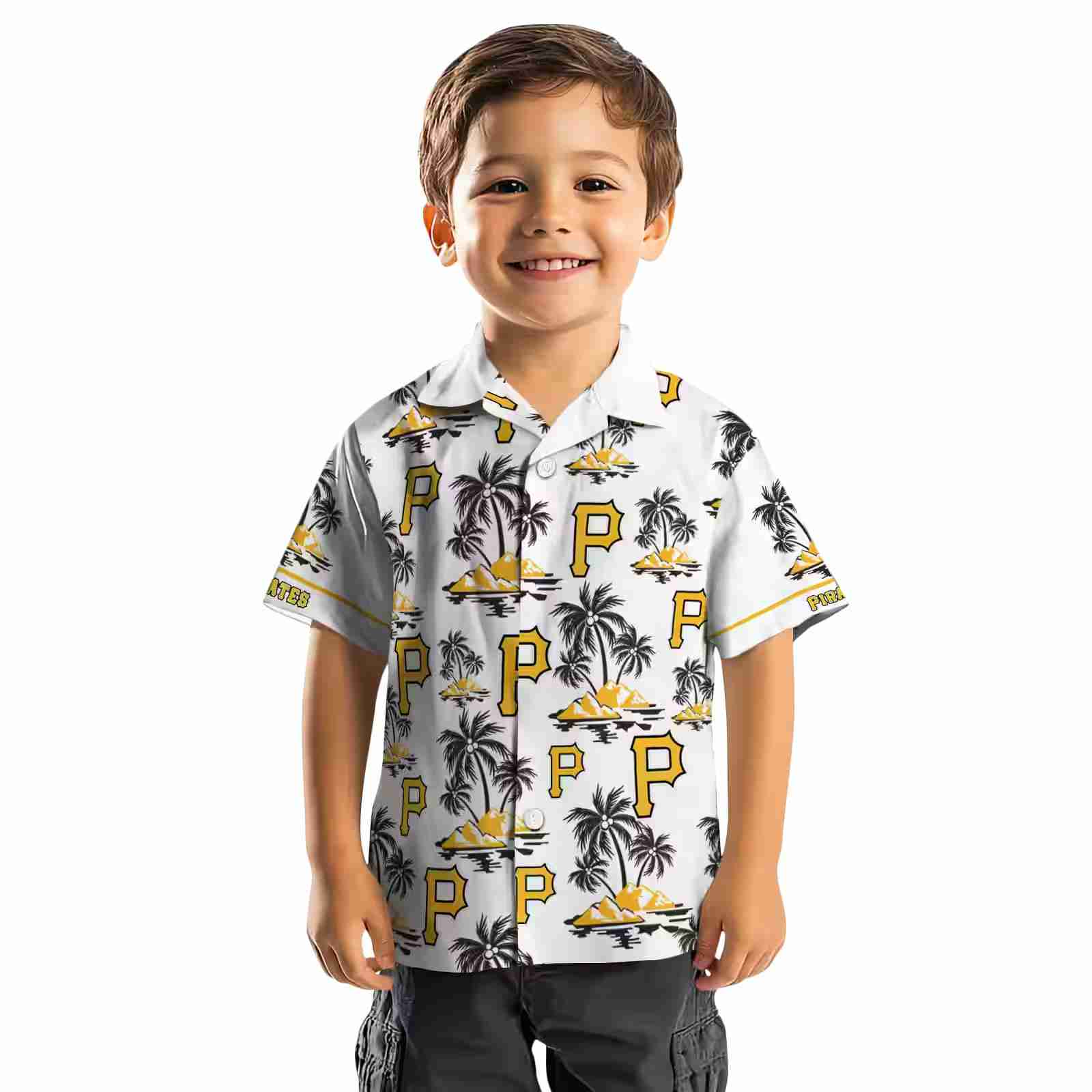 pittsburgh pirates palm island print black white hawaiian shirt top rated