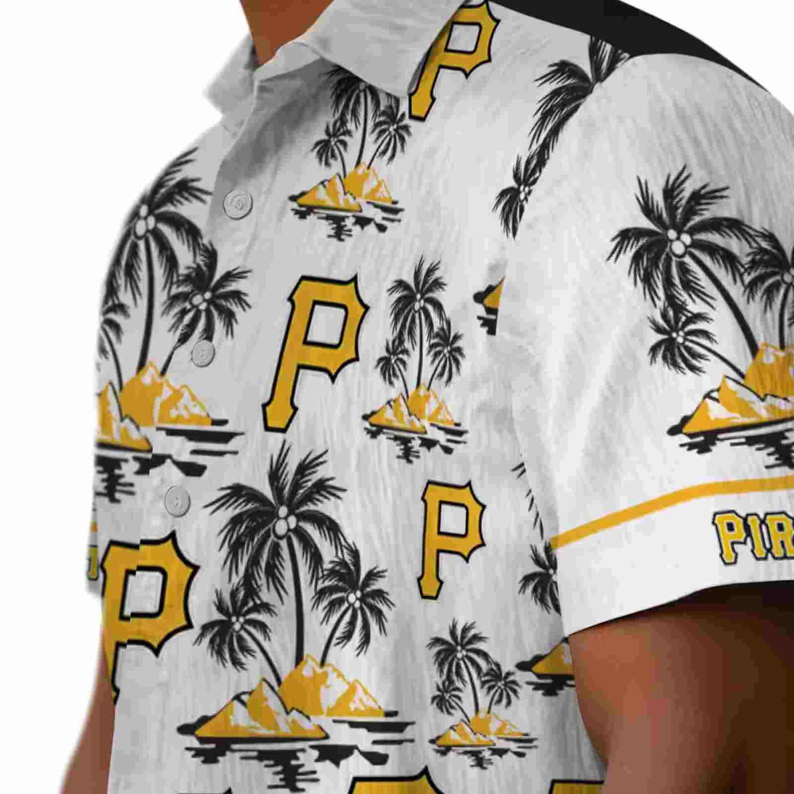 pittsburgh pirates palm island print black white hawaiian shirt trendy