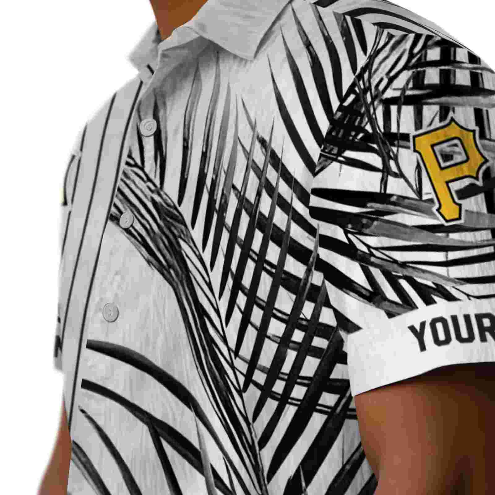 pittsburgh pirates palm stripes black white hawaiian shirt trendy