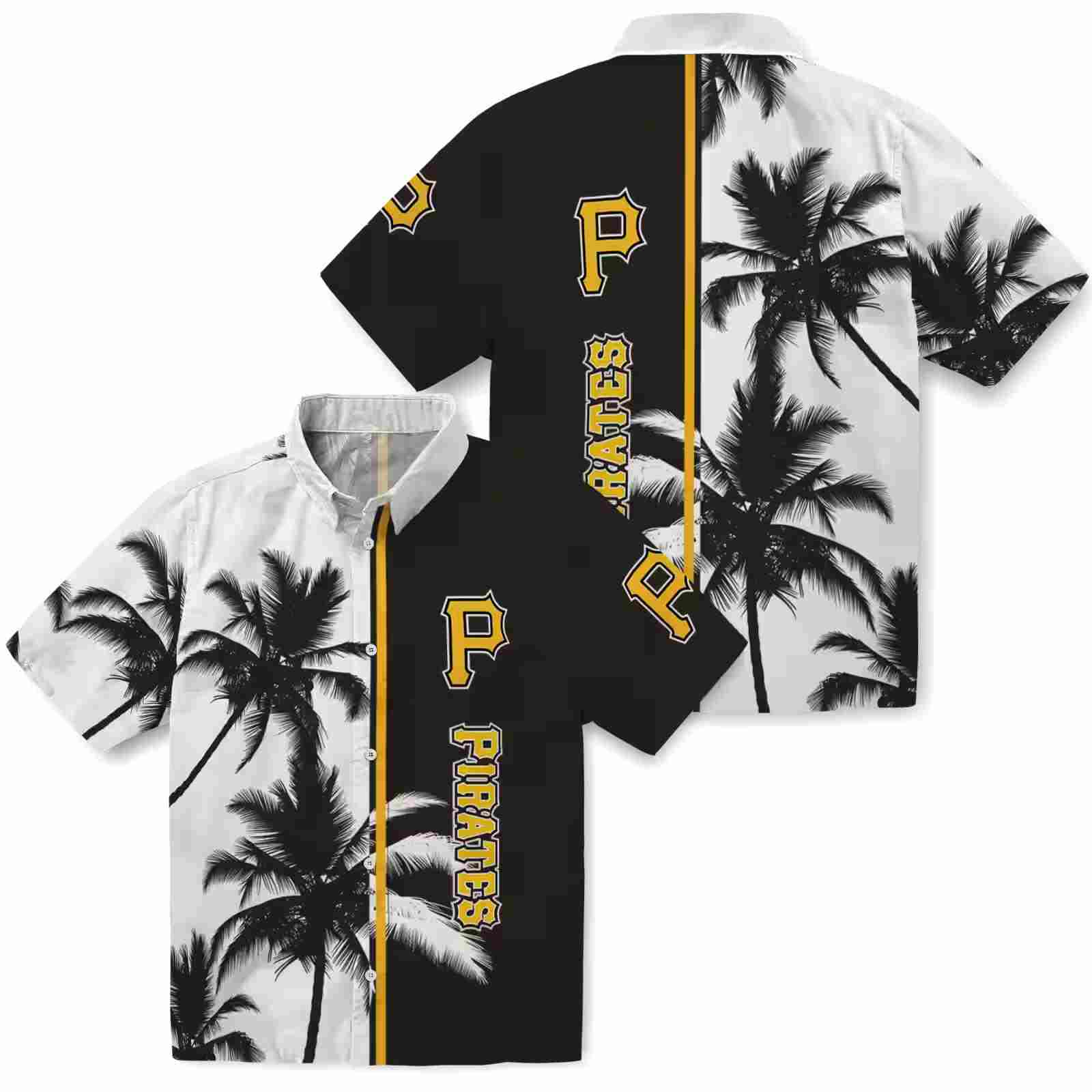 pittsburgh pirates palm trees black white hawaiian shirt high quality