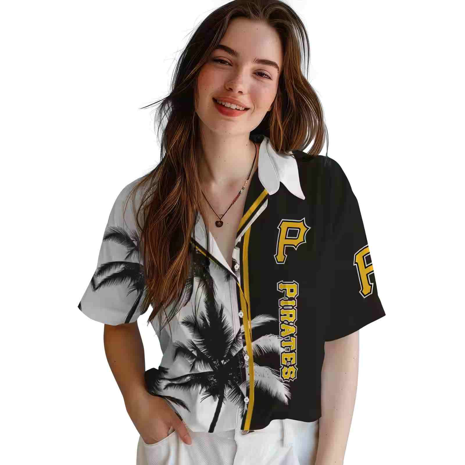 pittsburgh pirates palm trees black white hawaiian shirt latest model