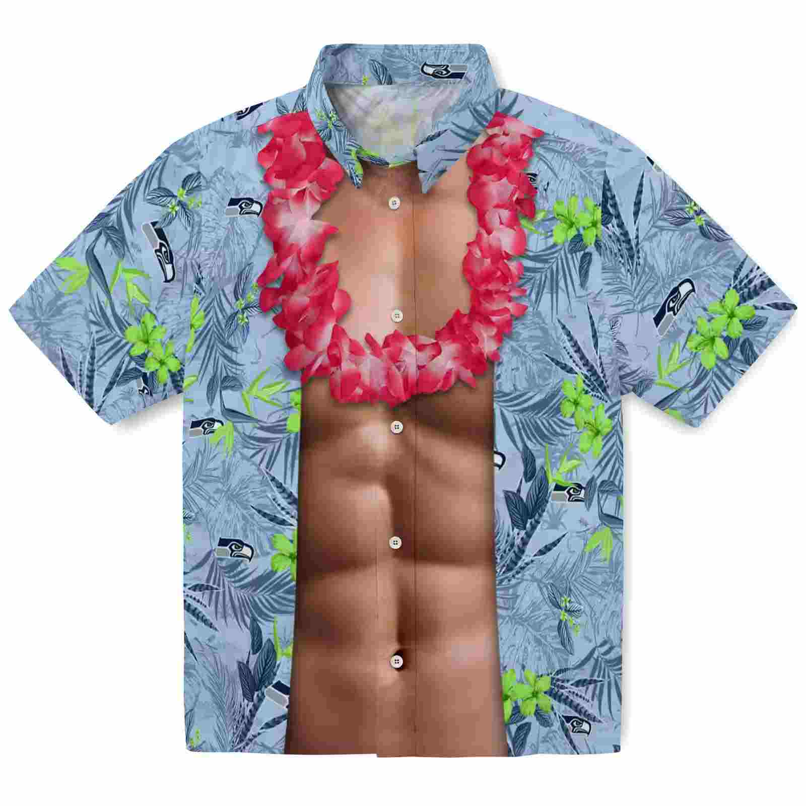 Seattle Seahawks Chest Illusion Blue Hawaiian Shirt