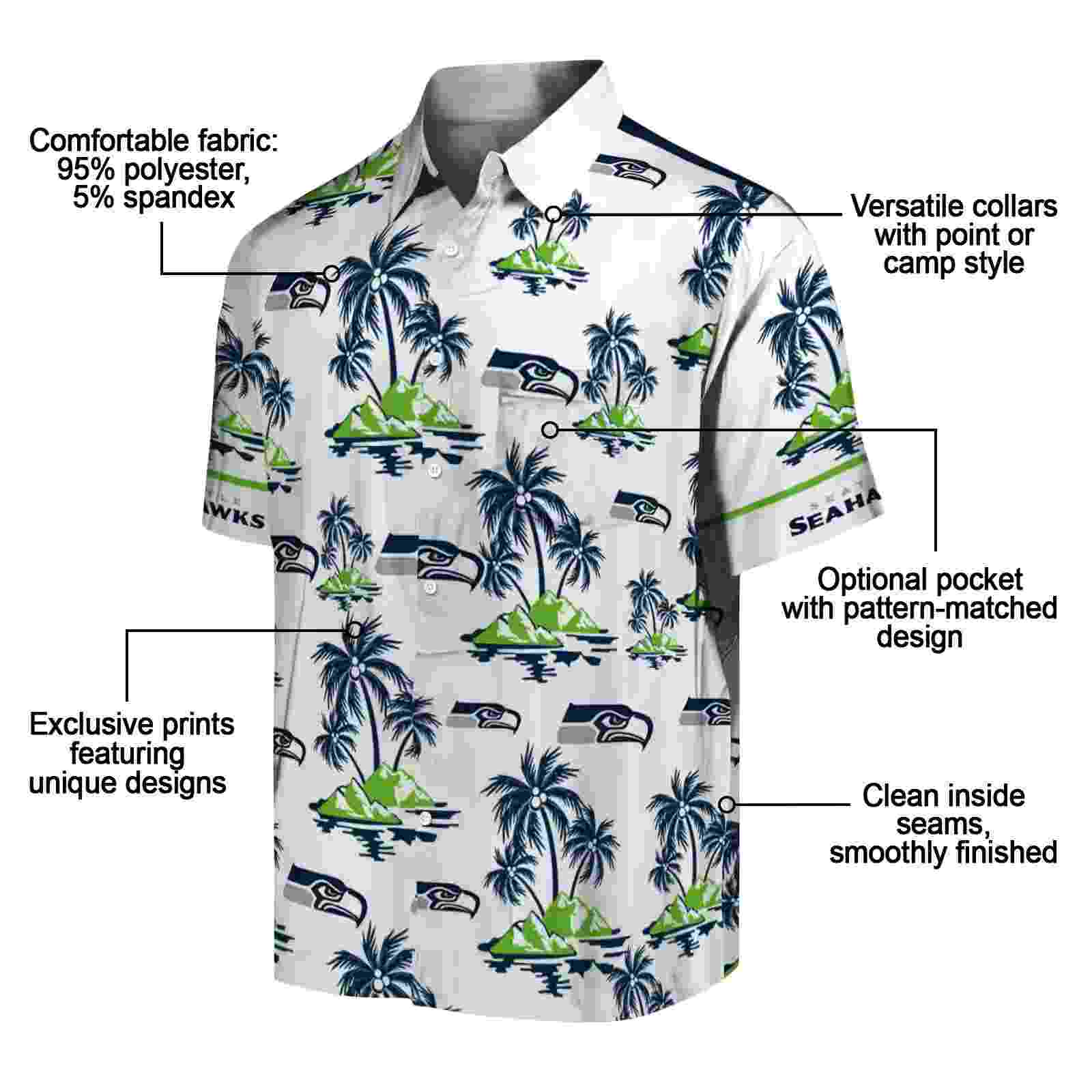 seattle seahawks palm island print blue white hawaiian shirt new arrival