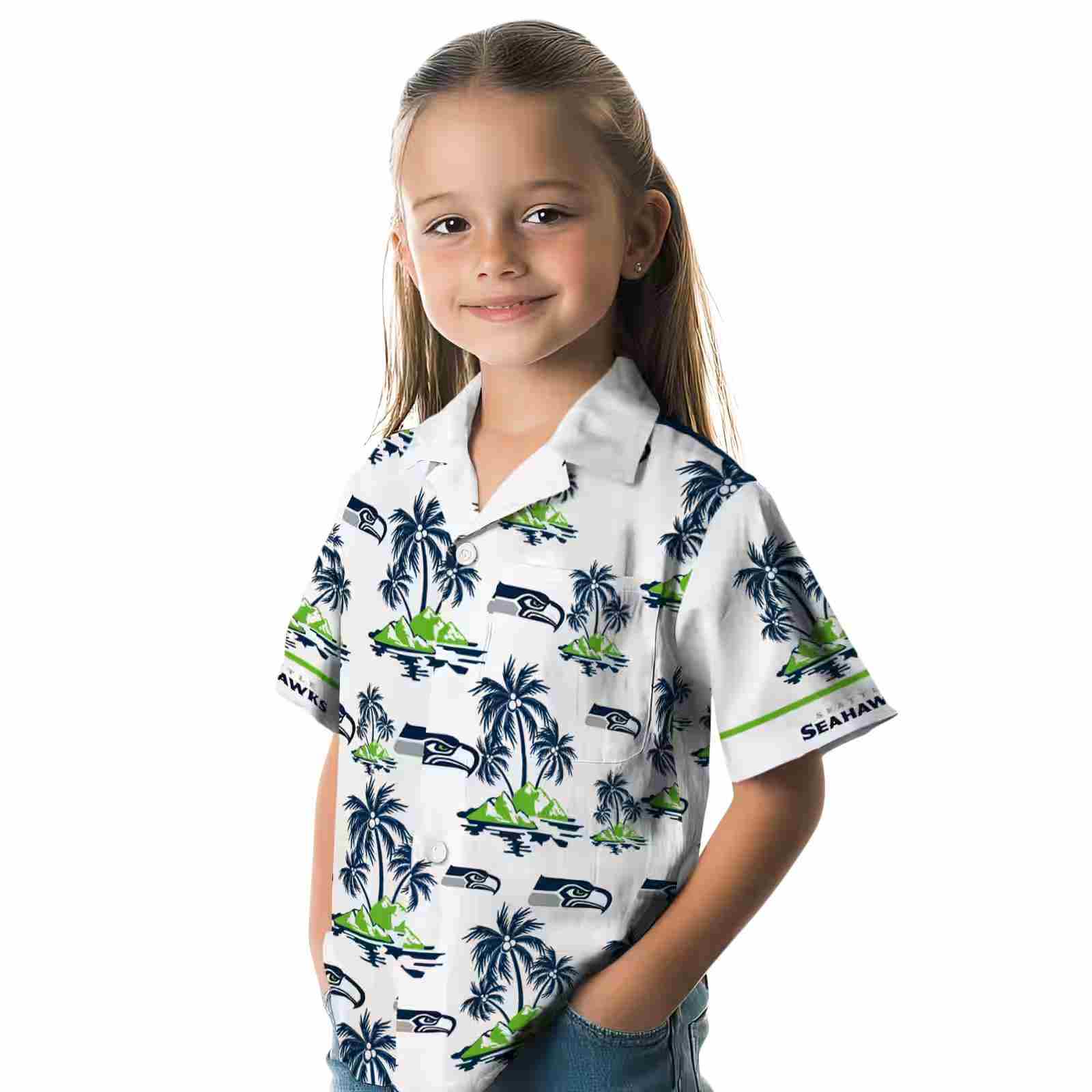 seattle seahawks palm island print blue white hawaiian shirt premium grade