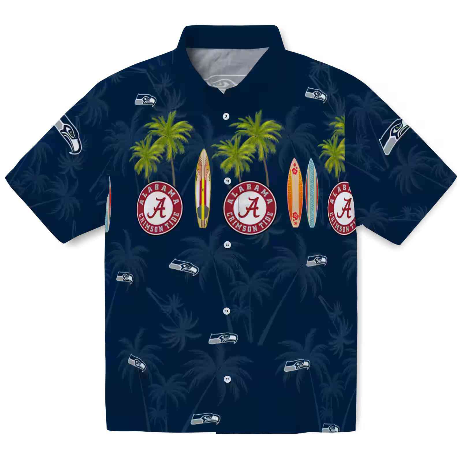 Seattle Seahawks Surfboard Palm Blue Hawaiian Shirt