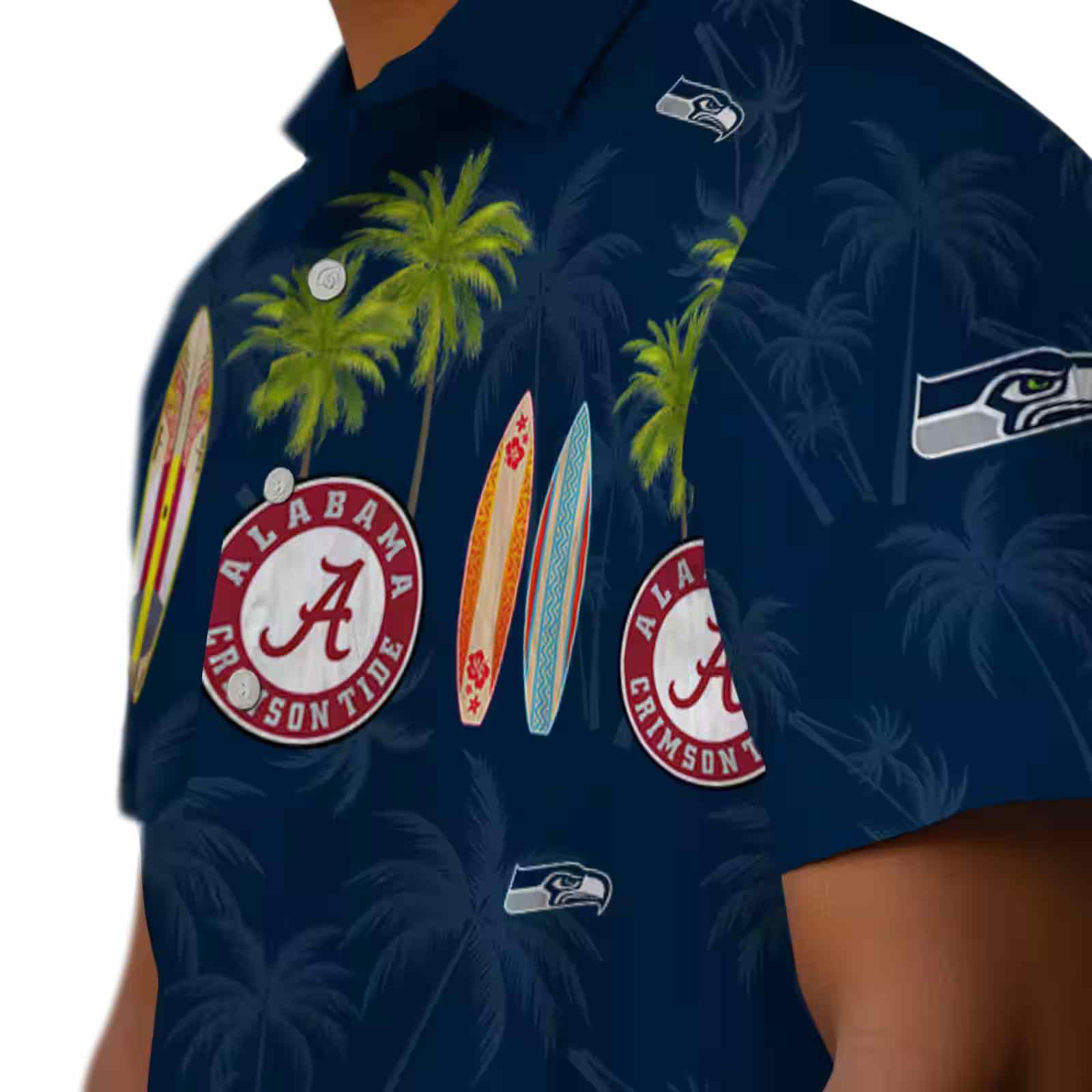 seattle seahawks surfboard palm blue hawaiian shirt trendy