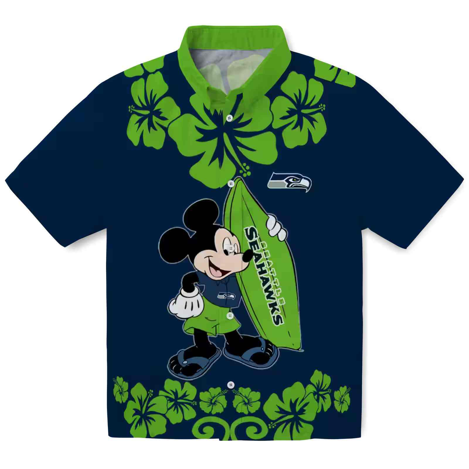 Seattle Seahawks Surfing Mickey Blue Hawaiian Shirt