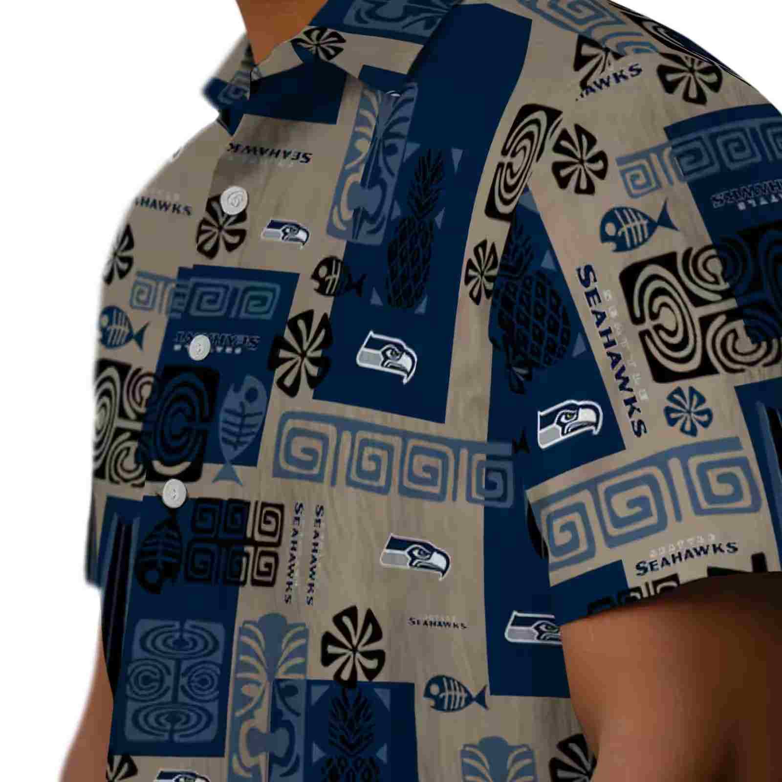 seattle seahawks tribal symbols blue hawaiian shirt trendy