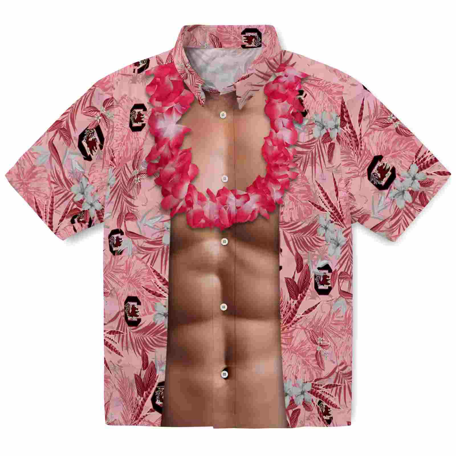 South Carolina Gamecocks Chest Illusion Garnet Hawaiian Shirt