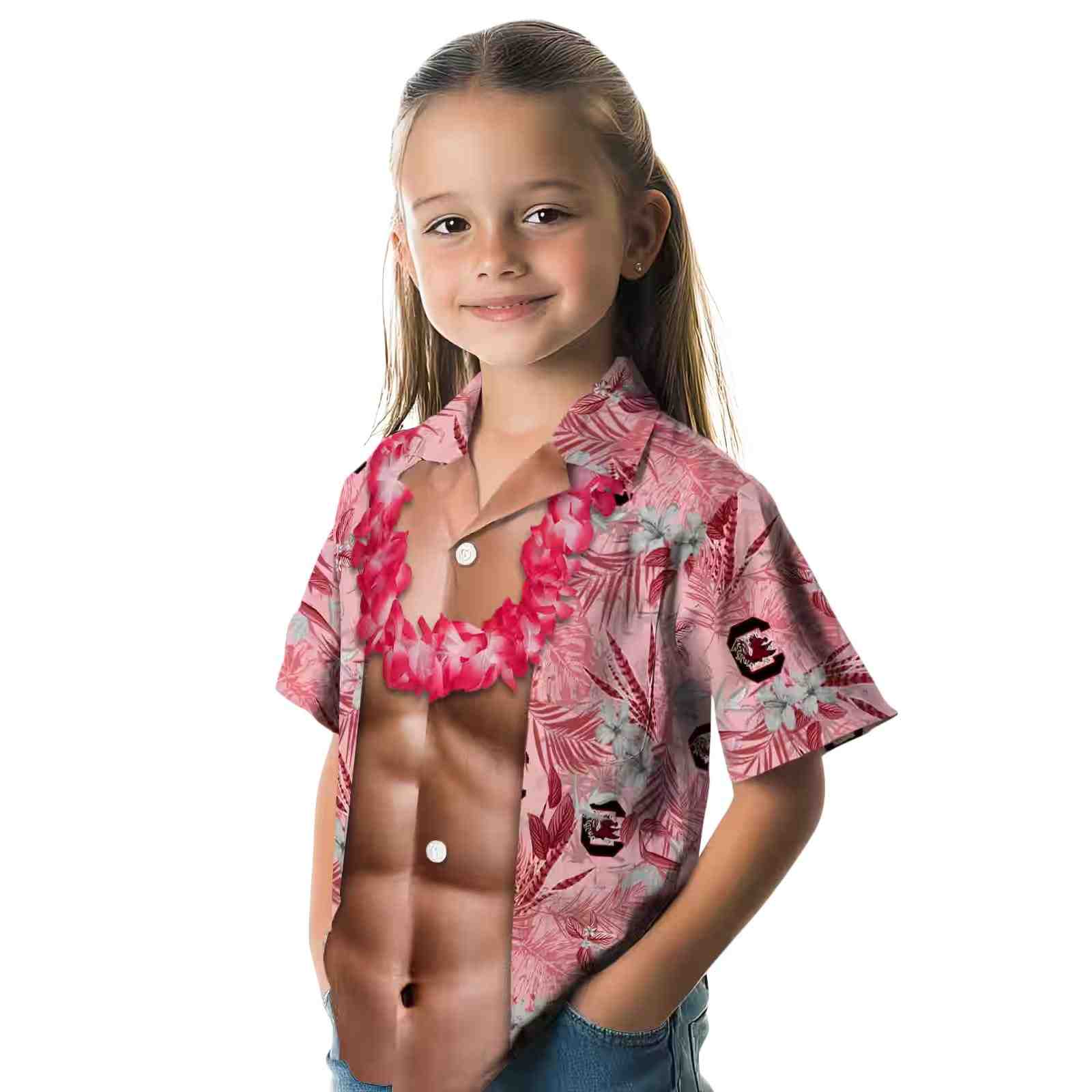 south carolina gamecocks chest illusion garnet hawaiian shirt premium grade