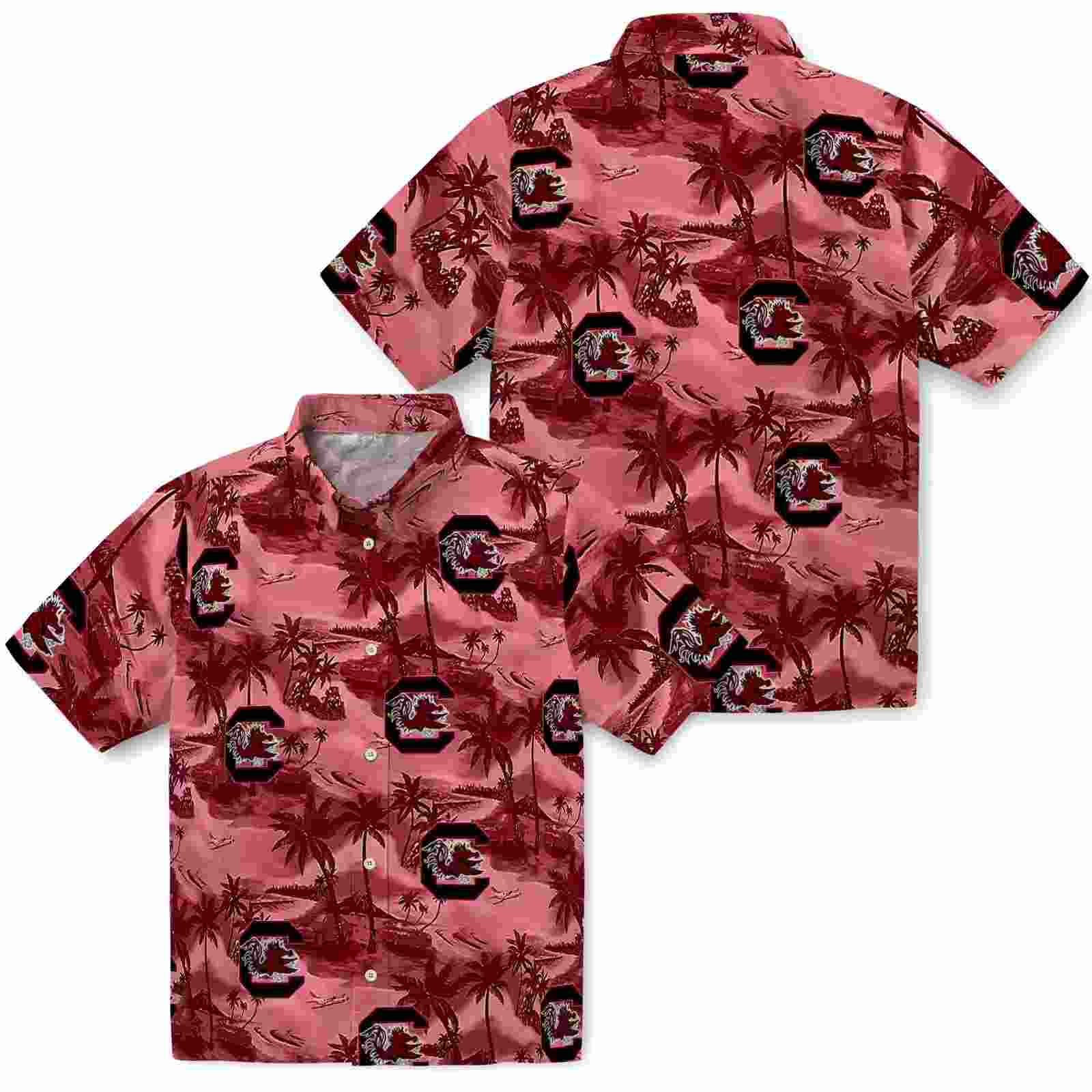 south carolina gamecocks coastal palms garnet hawaiian shirt high quality