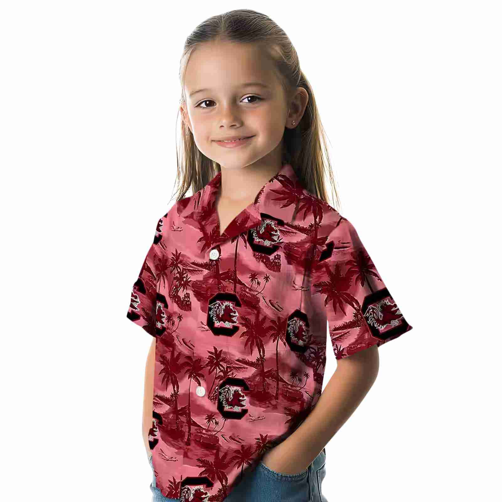 south carolina gamecocks coastal palms garnet hawaiian shirt premium grade