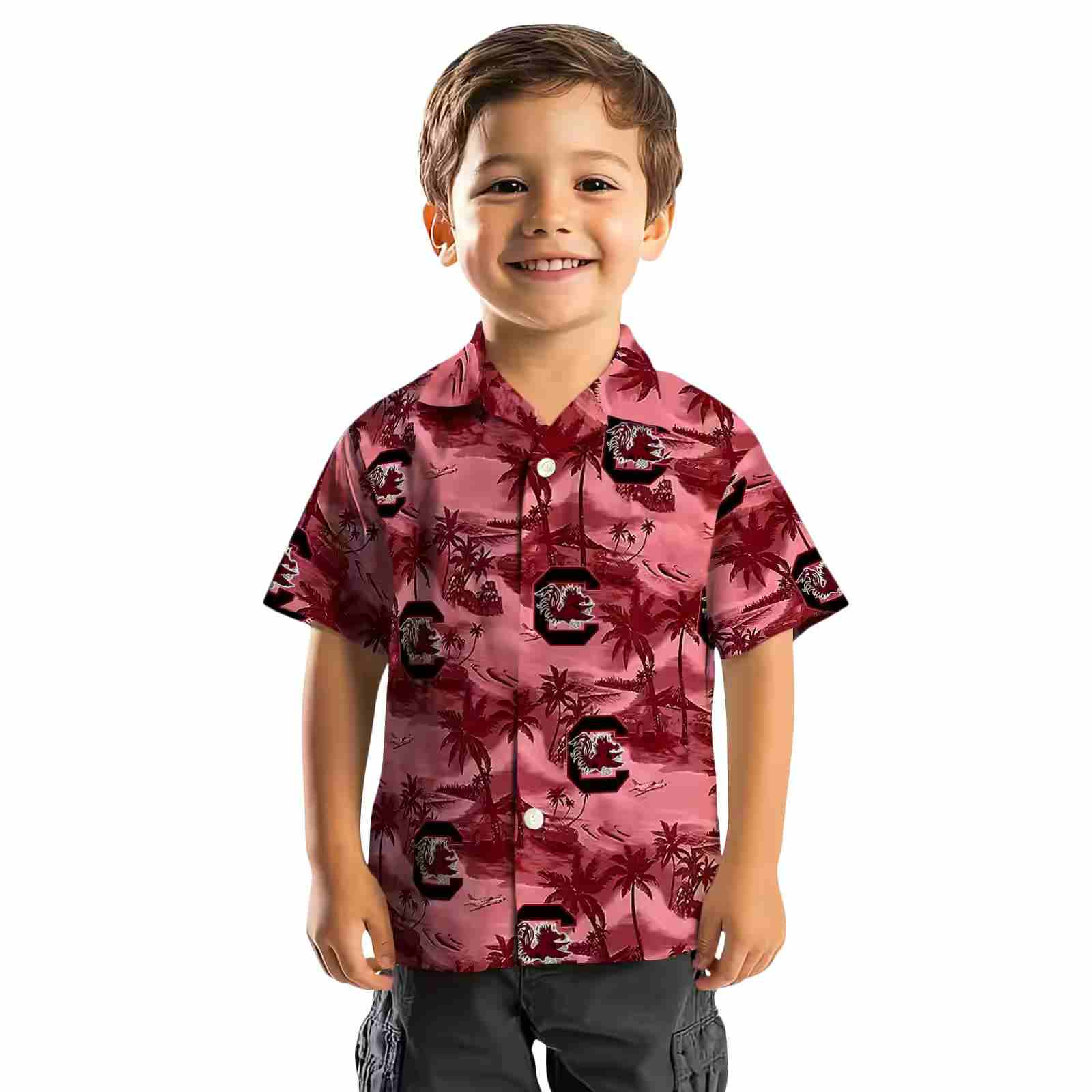 south carolina gamecocks coastal palms garnet hawaiian shirt top rated