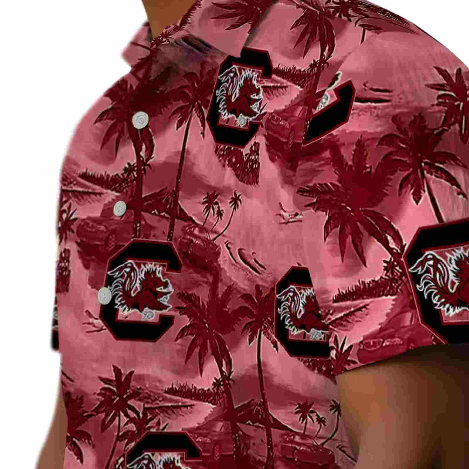 south carolina gamecocks coastal palms garnet hawaiian shirt trendy