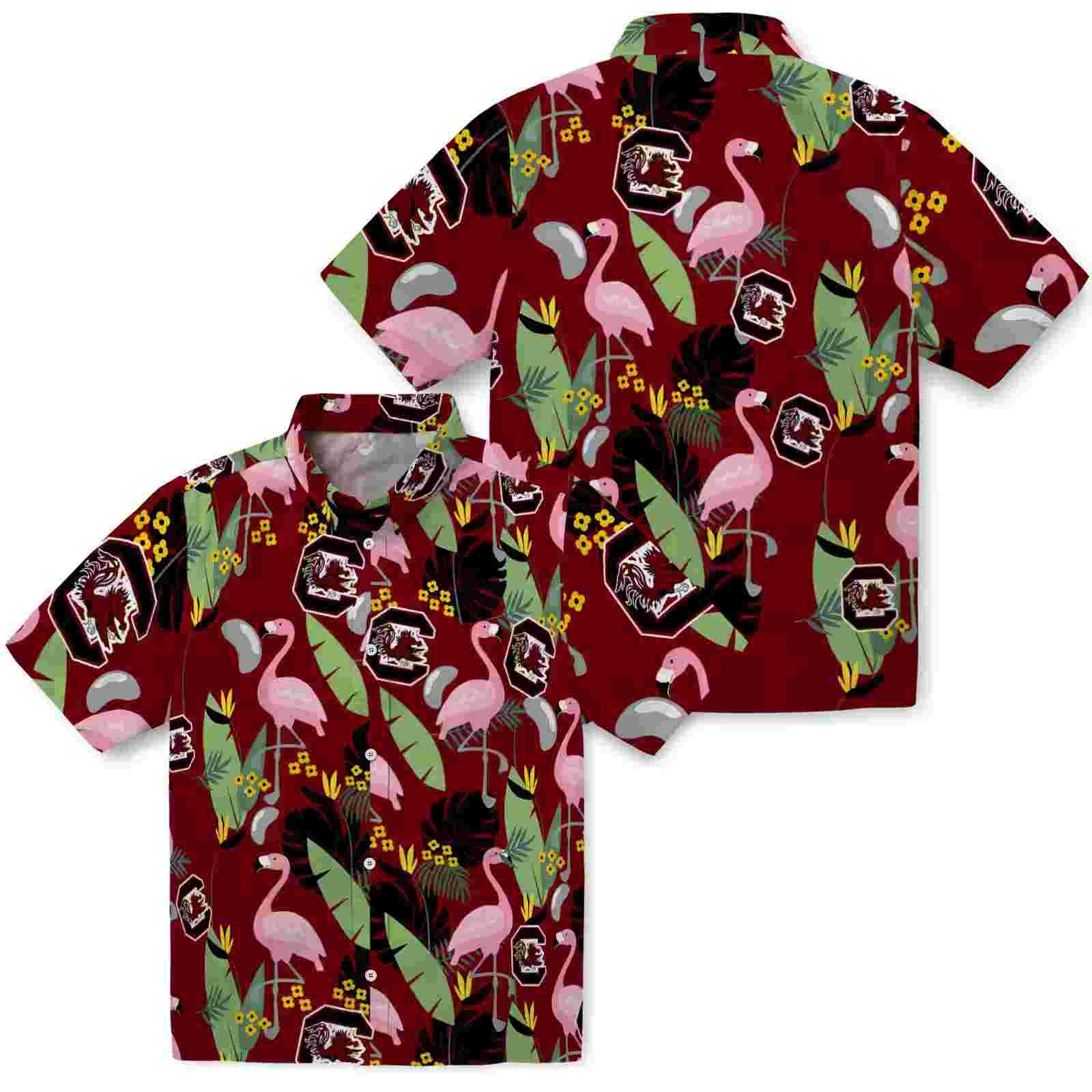 south carolina gamecocks flamingo leaves garnet hawaiian shirt high quality