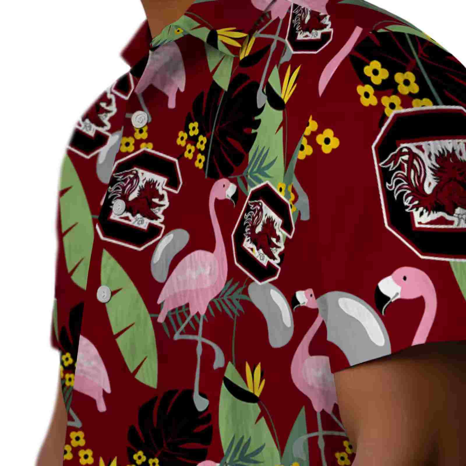 south carolina gamecocks flamingo leaves garnet hawaiian shirt trendy