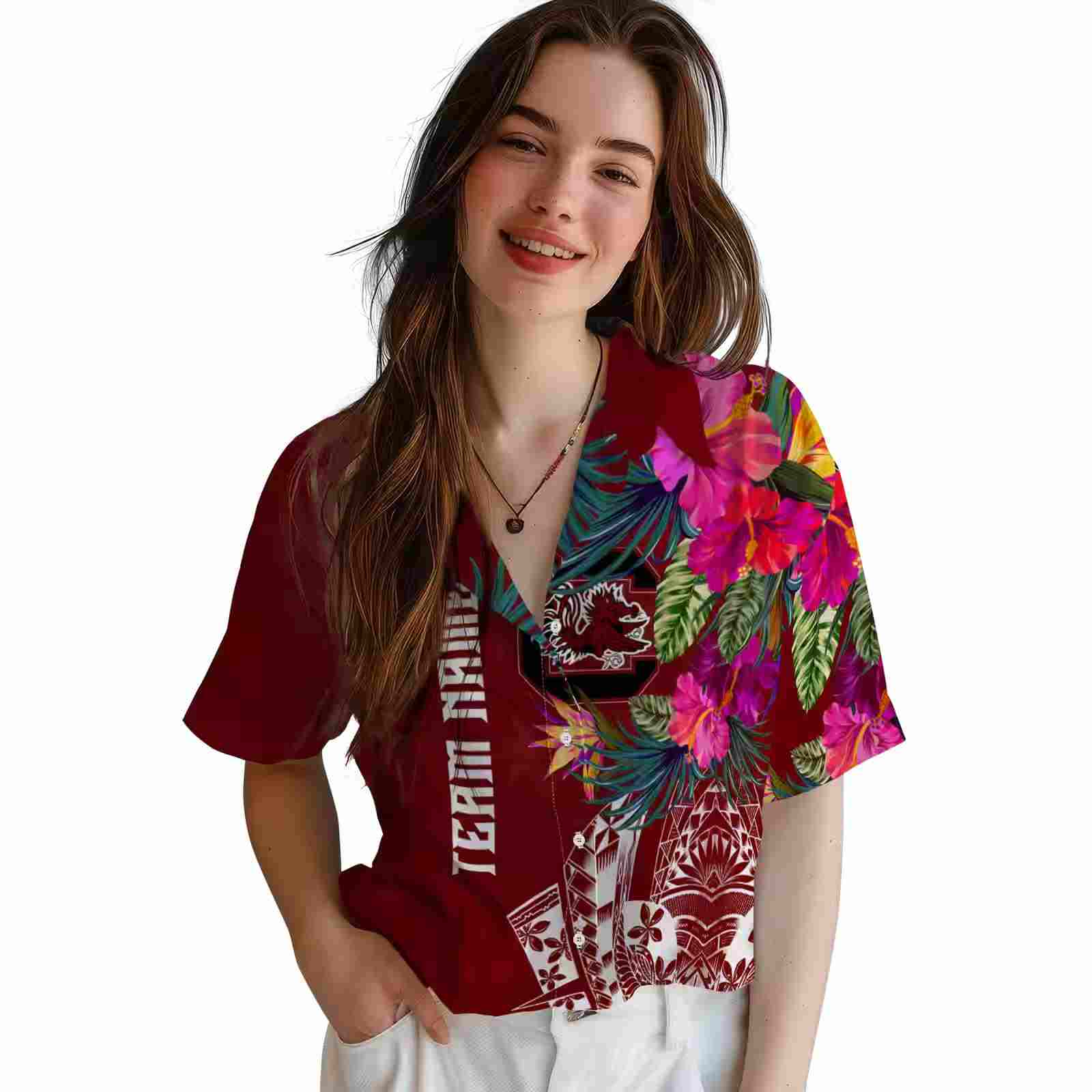 south carolina gamecocks floral polynesian garnet hawaiian shirt latest model