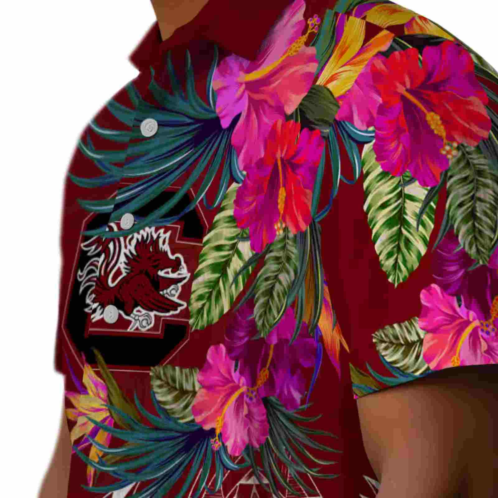 south carolina gamecocks floral polynesian garnet hawaiian shirt trendy