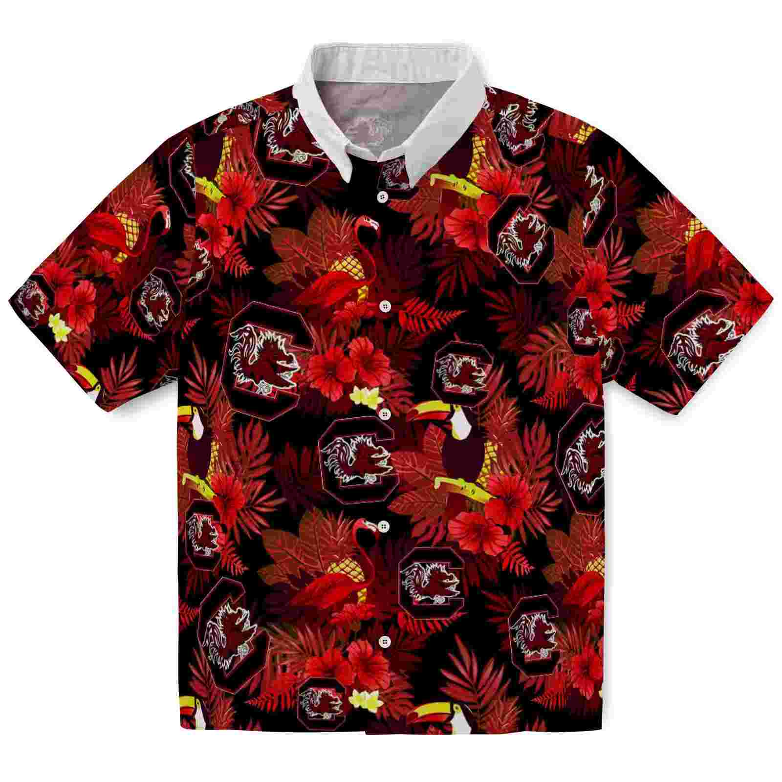 South Carolina Gamecocks Floral Toucan Garnet Red Hawaiian Shirt