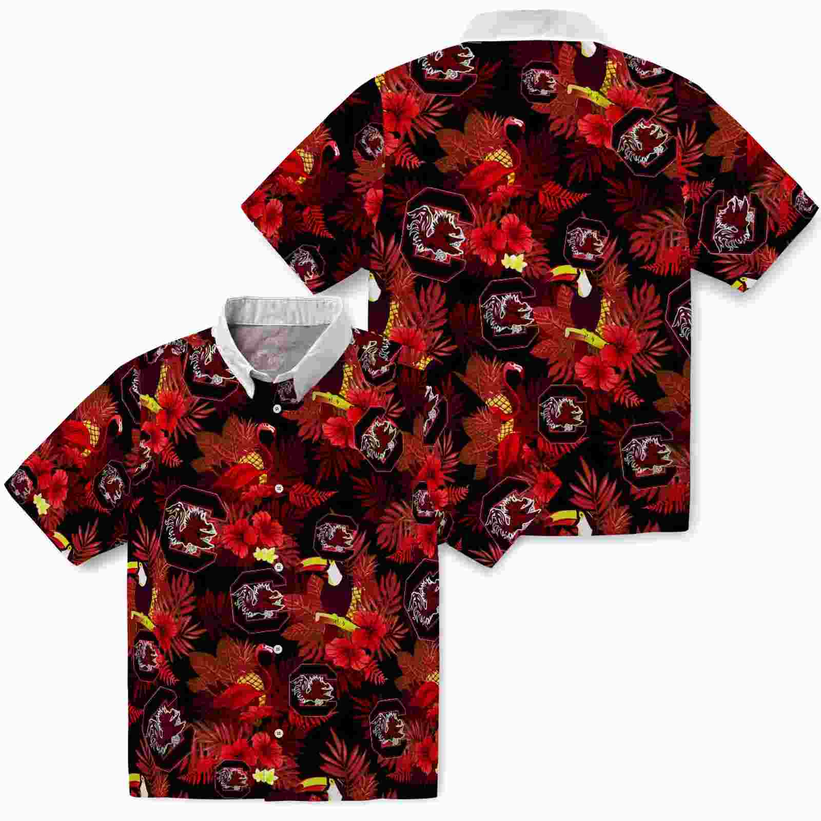 south carolina gamecocks floral toucan garnet red hawaiian shirt high quality