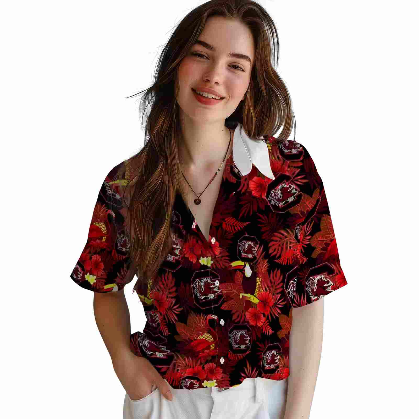 south carolina gamecocks floral toucan garnet red hawaiian shirt latest model