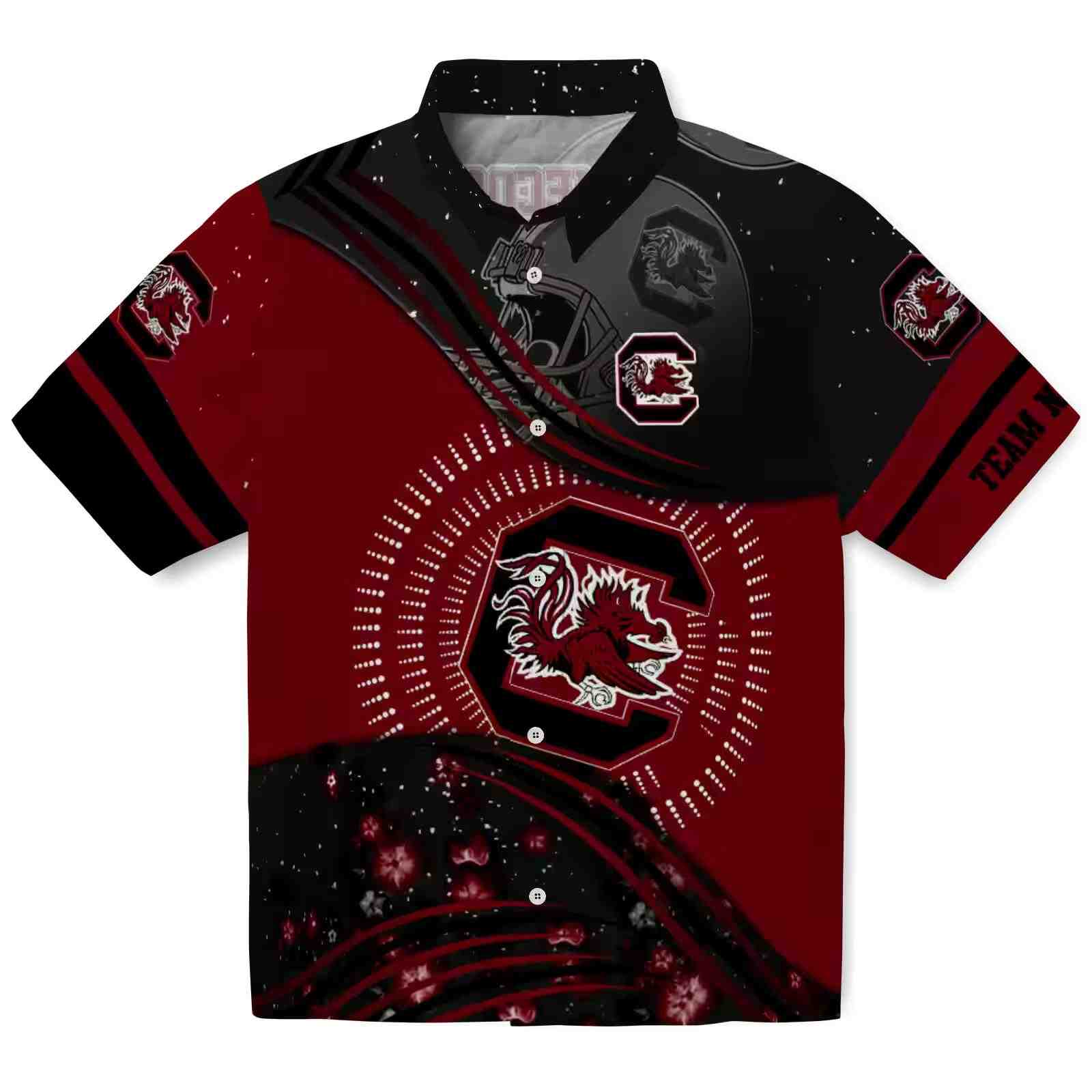 South Carolina Gamecocks Football Wave Garnet Black Hawaiian Shirt