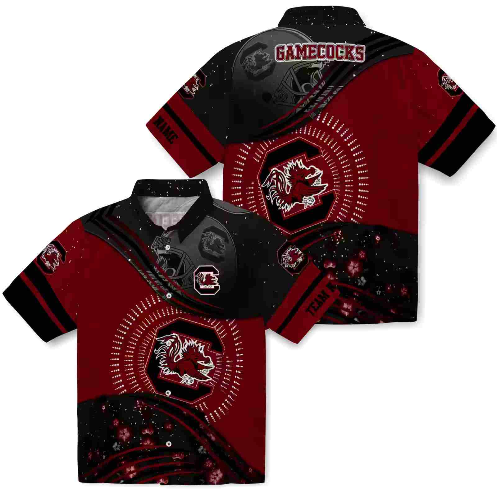 south carolina gamecocks football wave garnet black hawaiian shirt high quality