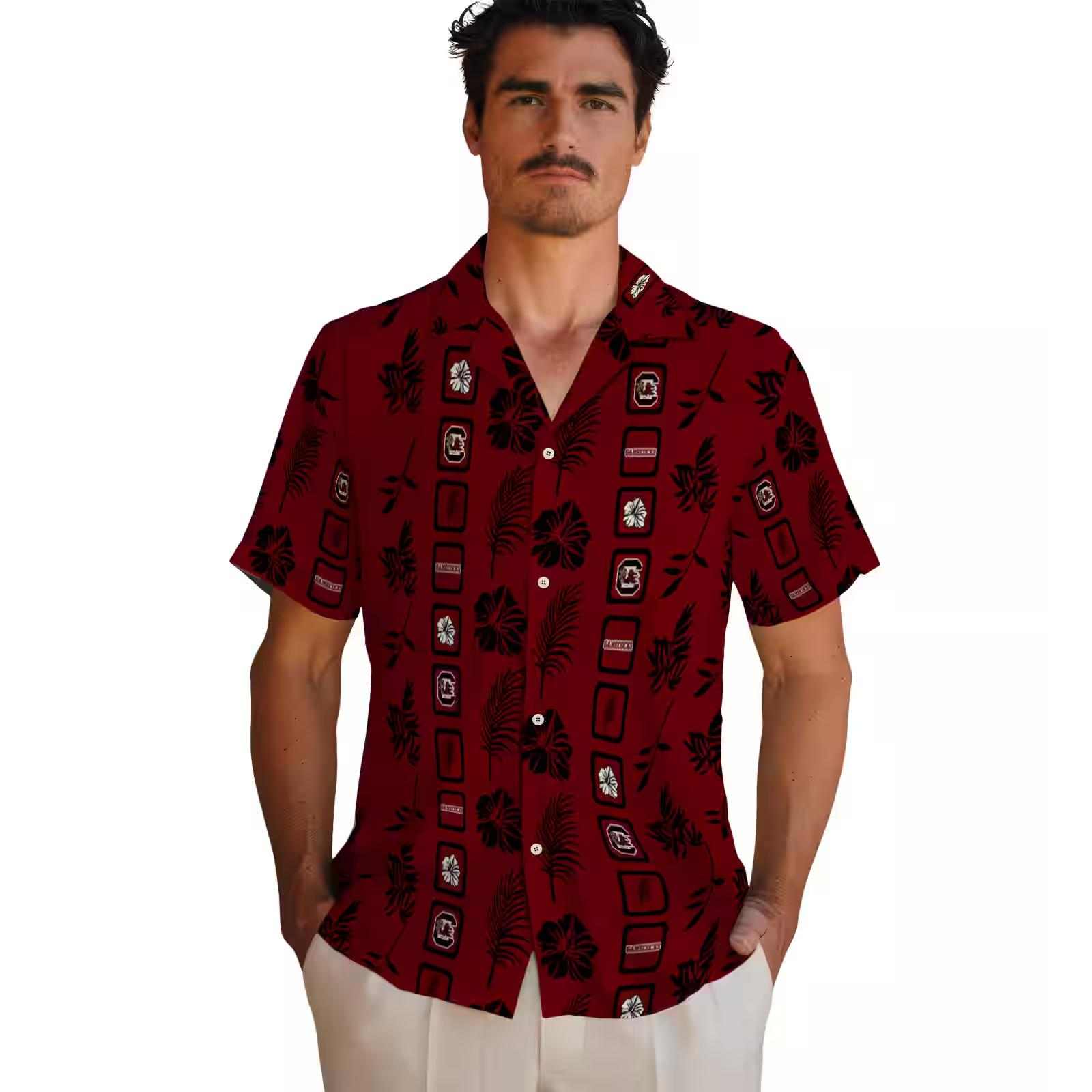 south carolina gamecocks framed floral garnet hawaiian shirt fashion forward