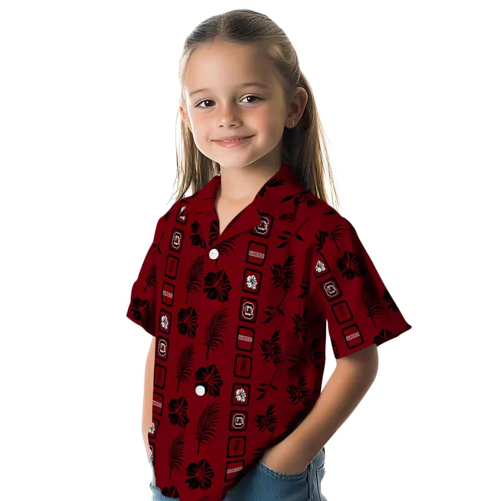 south carolina gamecocks framed floral garnet hawaiian shirt premium grade