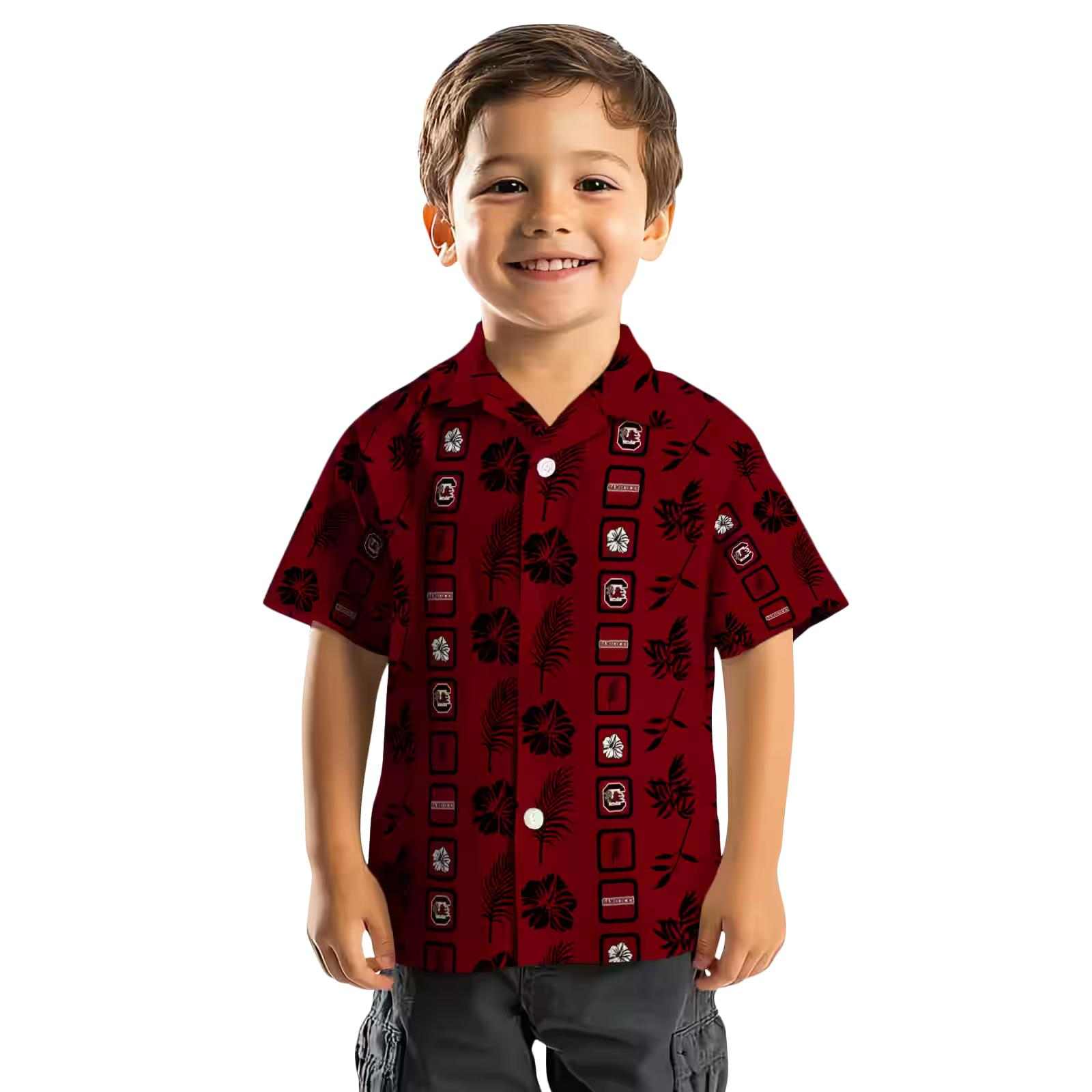 south carolina gamecocks framed floral garnet hawaiian shirt top rated