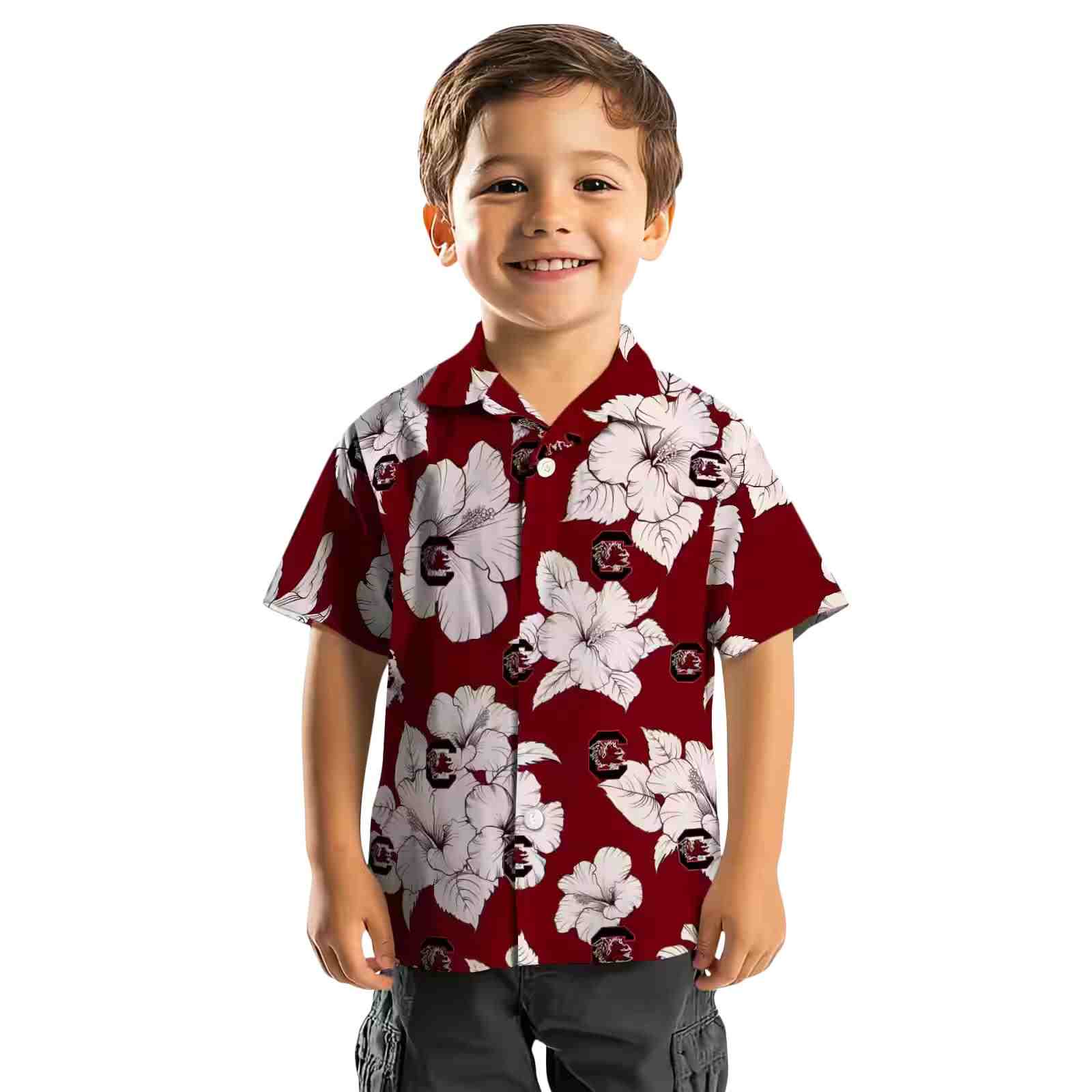 south carolina gamecocks hibiscus blooms garnet white hawaiian shirt top rated