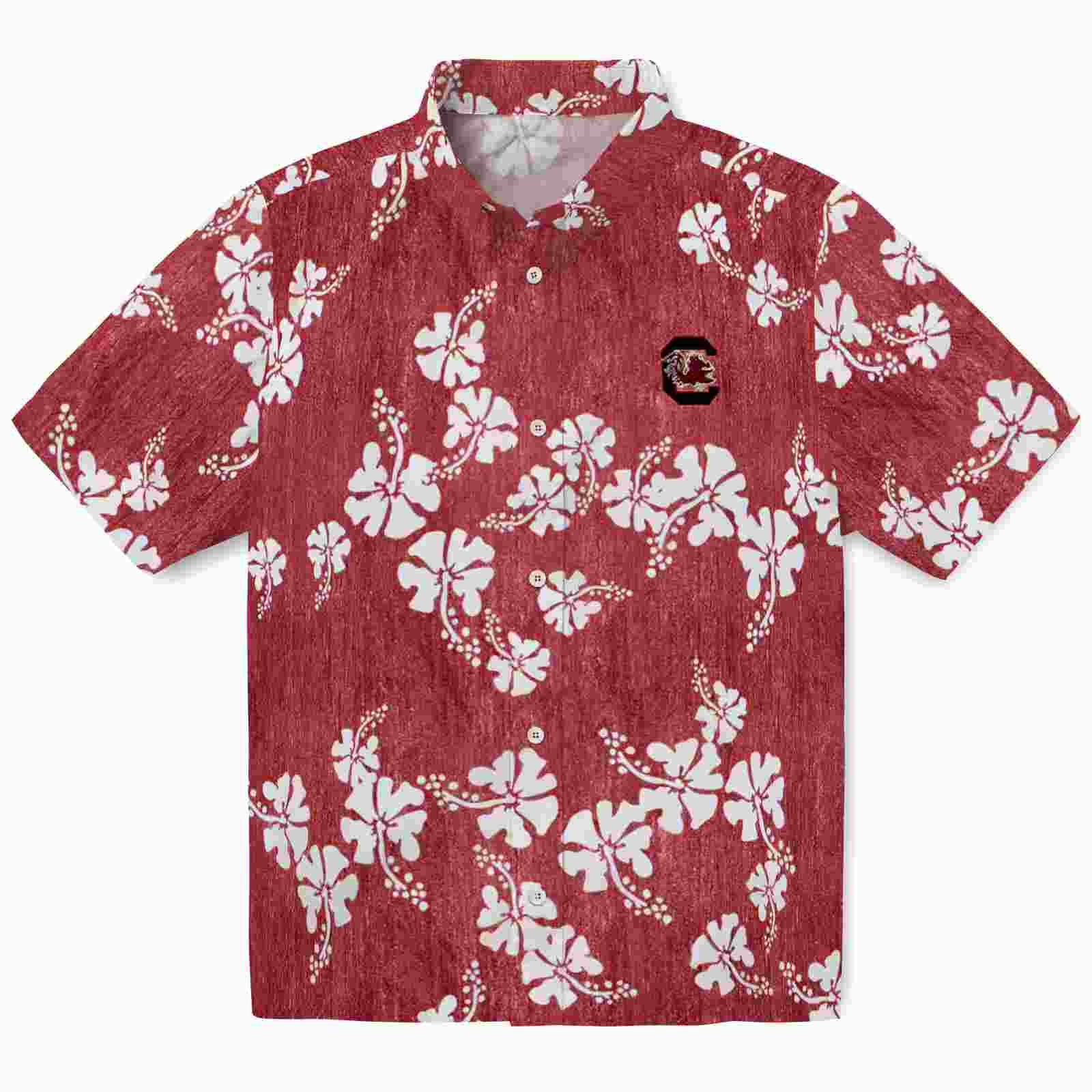 South Carolina Gamecocks Hibiscus Clusters Garnet Hawaiian Shirt